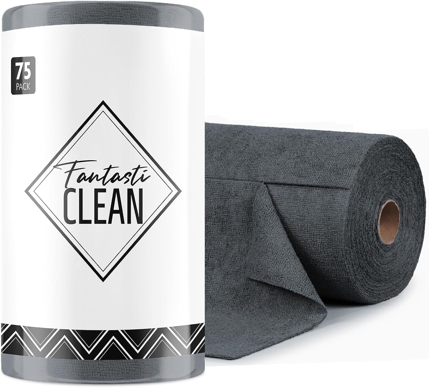 Fantasticlean Microfiber Cleaning Cloth Roll- 75 Sheets, 12″ x 12″(Dimgrey) | Super Absorbent, Lint-free, Tear-away Microfiber Towel Roll, for All-Purpose Cleaning, Reusable Alternative to Paper Towels