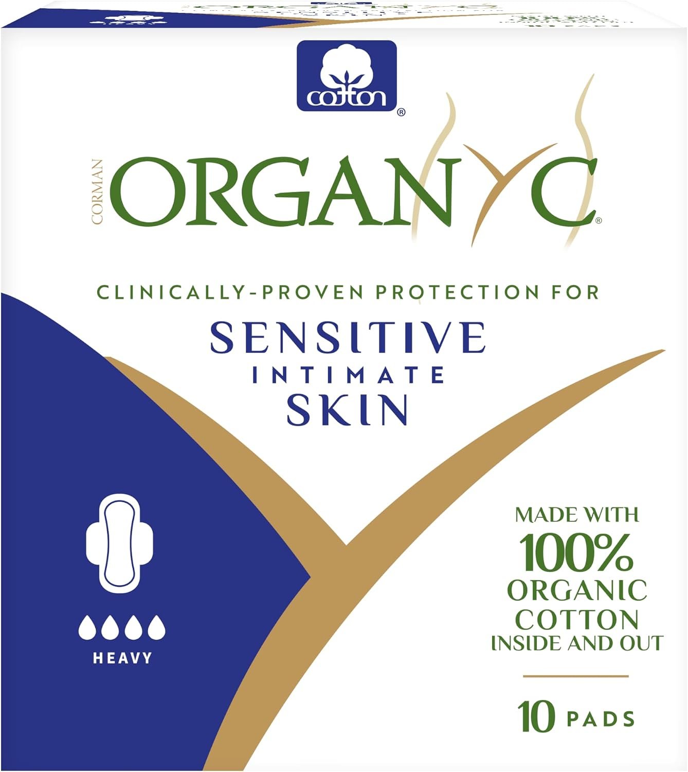 Organyc – 100% Certified Organic Cotton Feminine Pads – Heavy Flow, 10 Count (Pack of 1) (B003ART1JG)