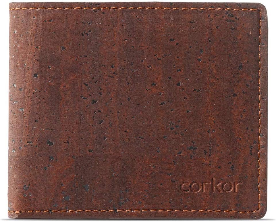 Corkor Cork Passcase Wallet – Non-Leather Bifold Wallet – Men’s Wallet – RFID Blocking-Vegan Leather–Eco Friendly-Brown