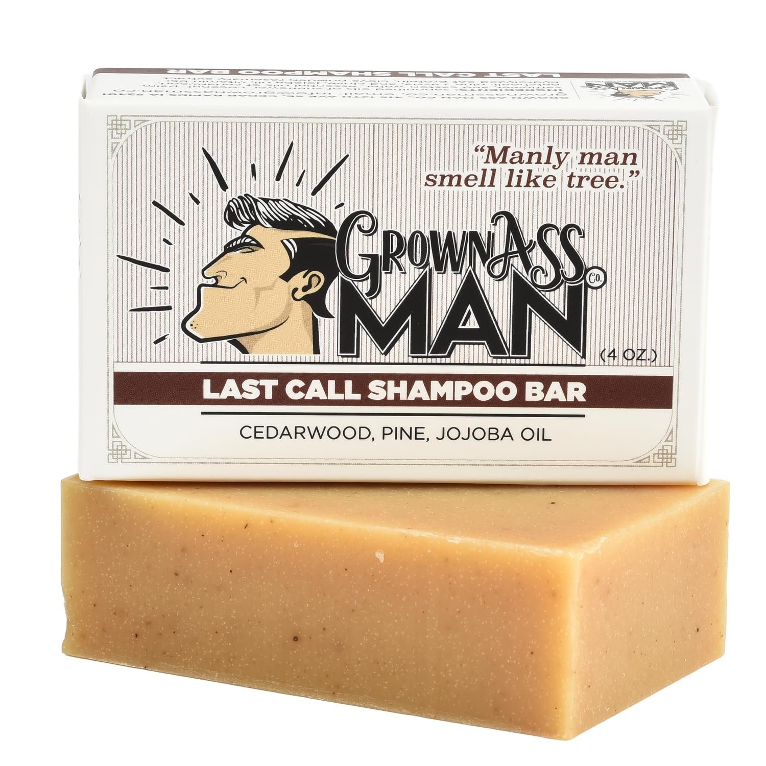 Grown Ass Man Co. – Solid Shampoo Bar Rich Lather 3 in 1: Hair, Beard & Body Wash – Plastic Free & Eco-Friendly, Natural & Organic Clean for All Hair Types, 4oz Bar (Last Call, Single)