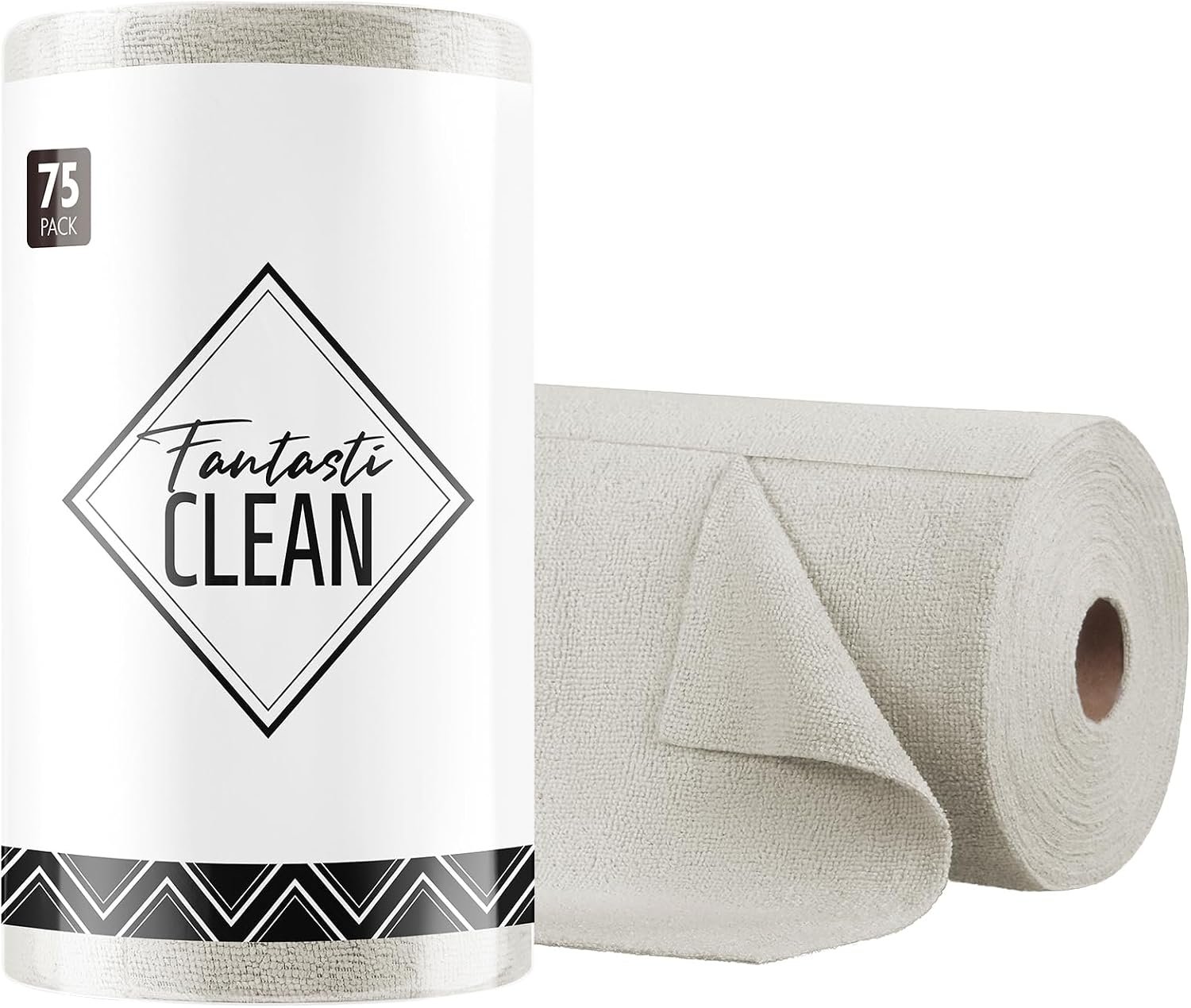 Fantasticlean Microfiber Cleaning Cloth Roll- 75 Sheets, 12″x12″ (CoolGrey) | Super Absorbent, Lint-free, Tear-away Microfiber Towel Roll, for All-Purpose Cleaning, Reusable Alternative to Paper Towels