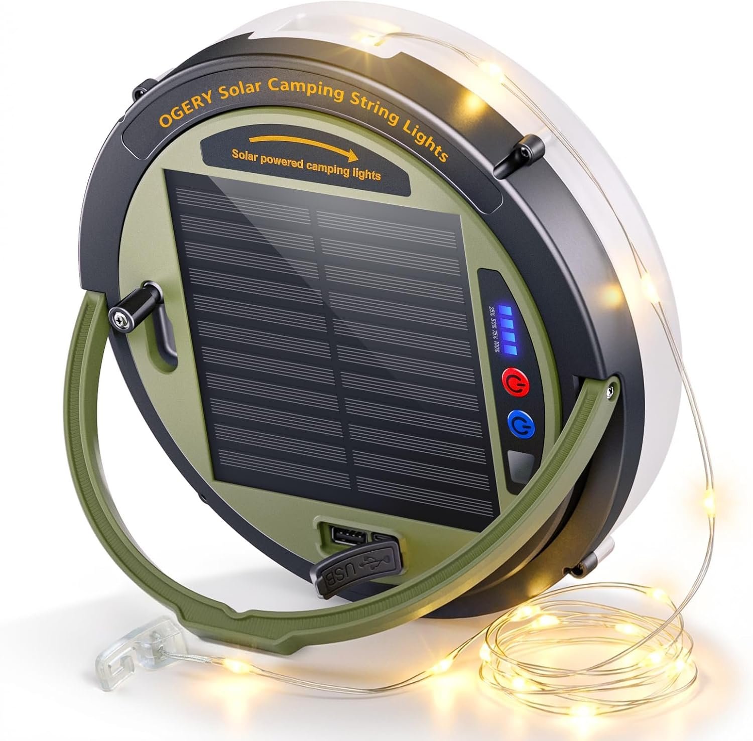 Solar Camping String Lights, 5400mAh/ 49.2FT/ 11 Modes Rechargeable Camping Lights Outdoor/Indoor, 4-in-1 Quick Storage Fairy Tent Lights Portable LED Lamp for Patio Yard Party Decor Essentials | Camping Lights Outdoor/Indoor, 4-in-1 Quick Storage Fairy Tent Lights Portable LED Lamp for Patio Yard Party Decor Essentials