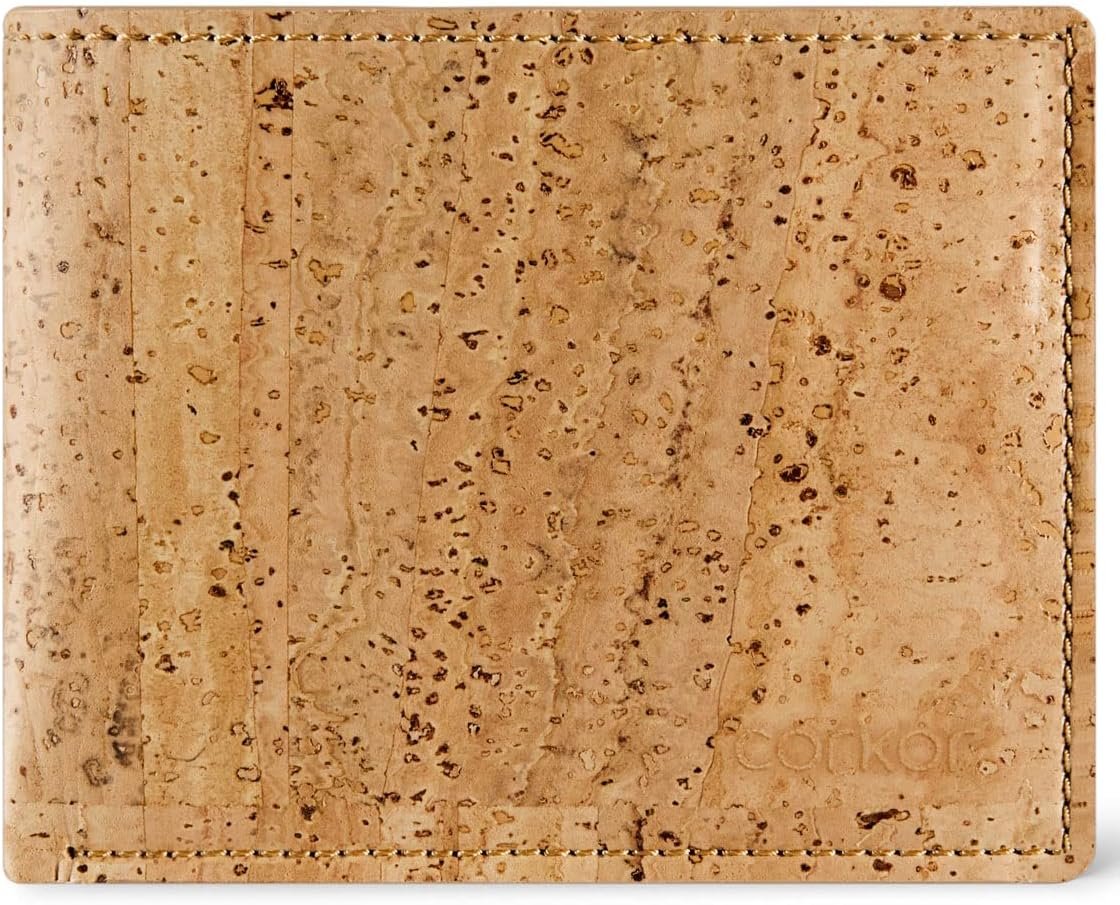 Corkor Cork Wallet Men Bifold Slim Minimalist Small Vegan Non-Leather