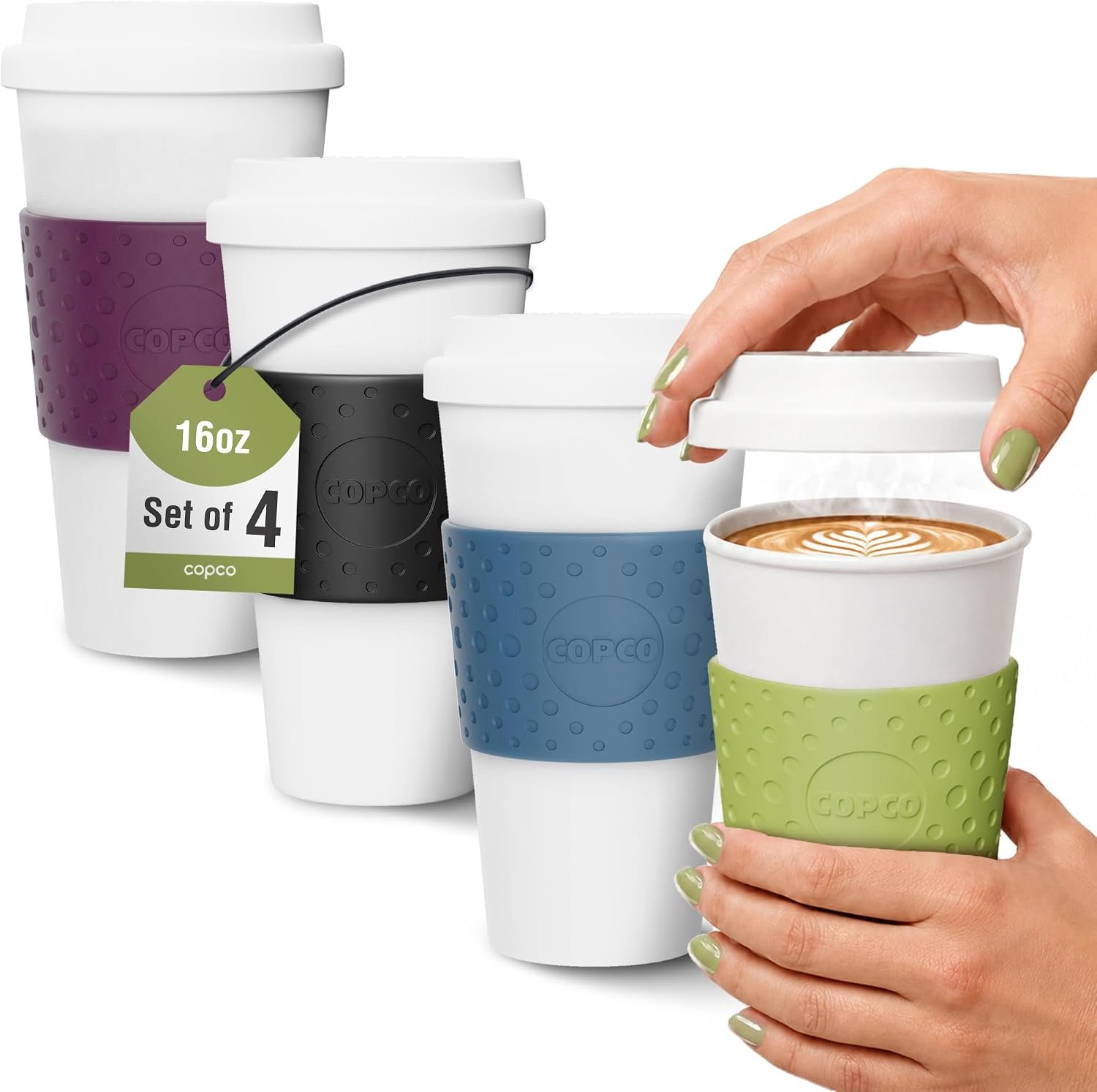 Copco Acadia Travel Mug, 16 Oz – Black, Plum, Blue, Green, Set of 4