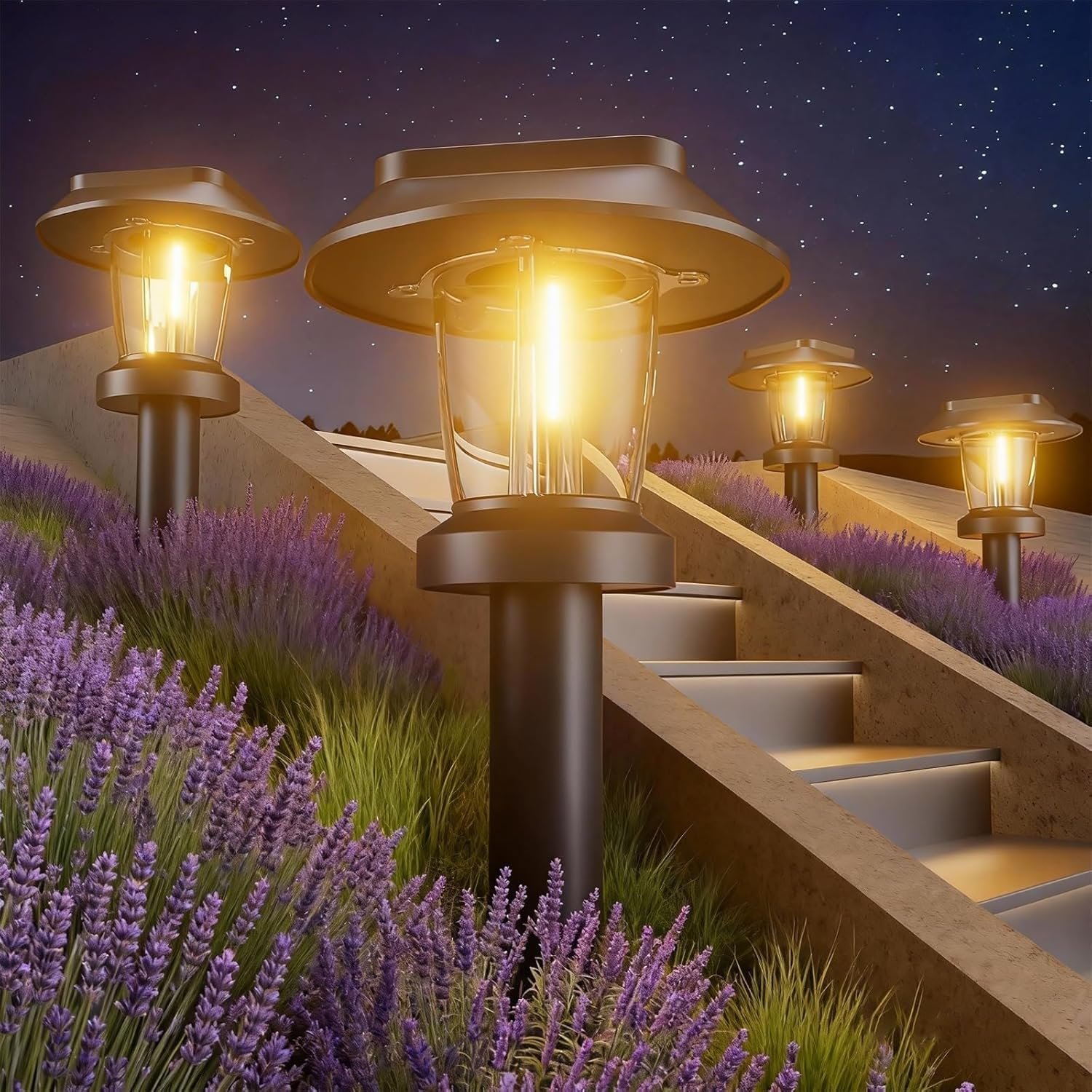 Solar Pathway Lights Outdoor – Warm White, 8 Pack | 3 Light Modes, IP65 Waterproof, Solar Powered, Easy Setup, Solar lights for Garden, Yard, Walkway, Driveway, Lawn, Pathway