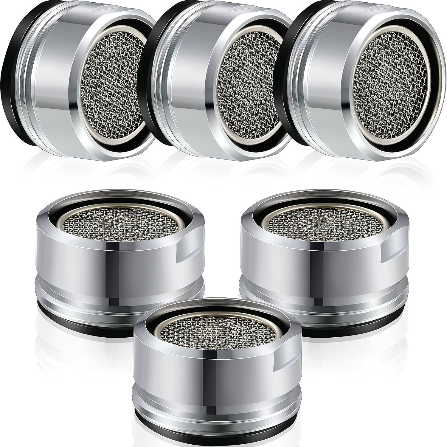 Honoson 6 Pieces Bathroom Faucet Aerator Replacement Parts with Brass Shell 15/16 Inch 24 mm Male Threads with Gasket Sink Aerators Filter for Kitchen Bathroom Universal Size Sprayer