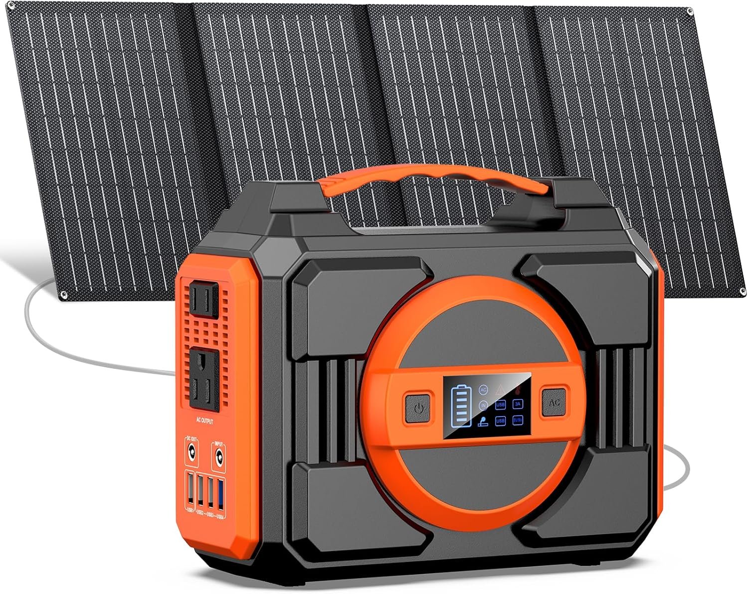 Portable Solar Generator, 300W Portable Power Station with 40W Solar Panel | 220Wh Lithium Battery Power Pack with Pure Sine Wave AC Outlet, Solar Powered Generator for Outdoor Camping RV Van Travel