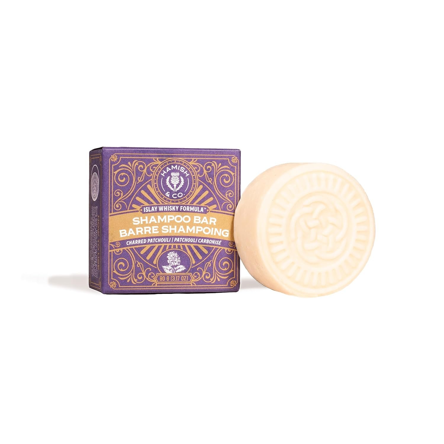 Viori Hamish & Co. Mens Shampoo Bar – Whisky-Infused, Charred Patchouli | For men; earthy patchouli scent; Longsheng rice water & Islay Scotch whisky; sulfate & paraben-free, vegan, plastic-free
