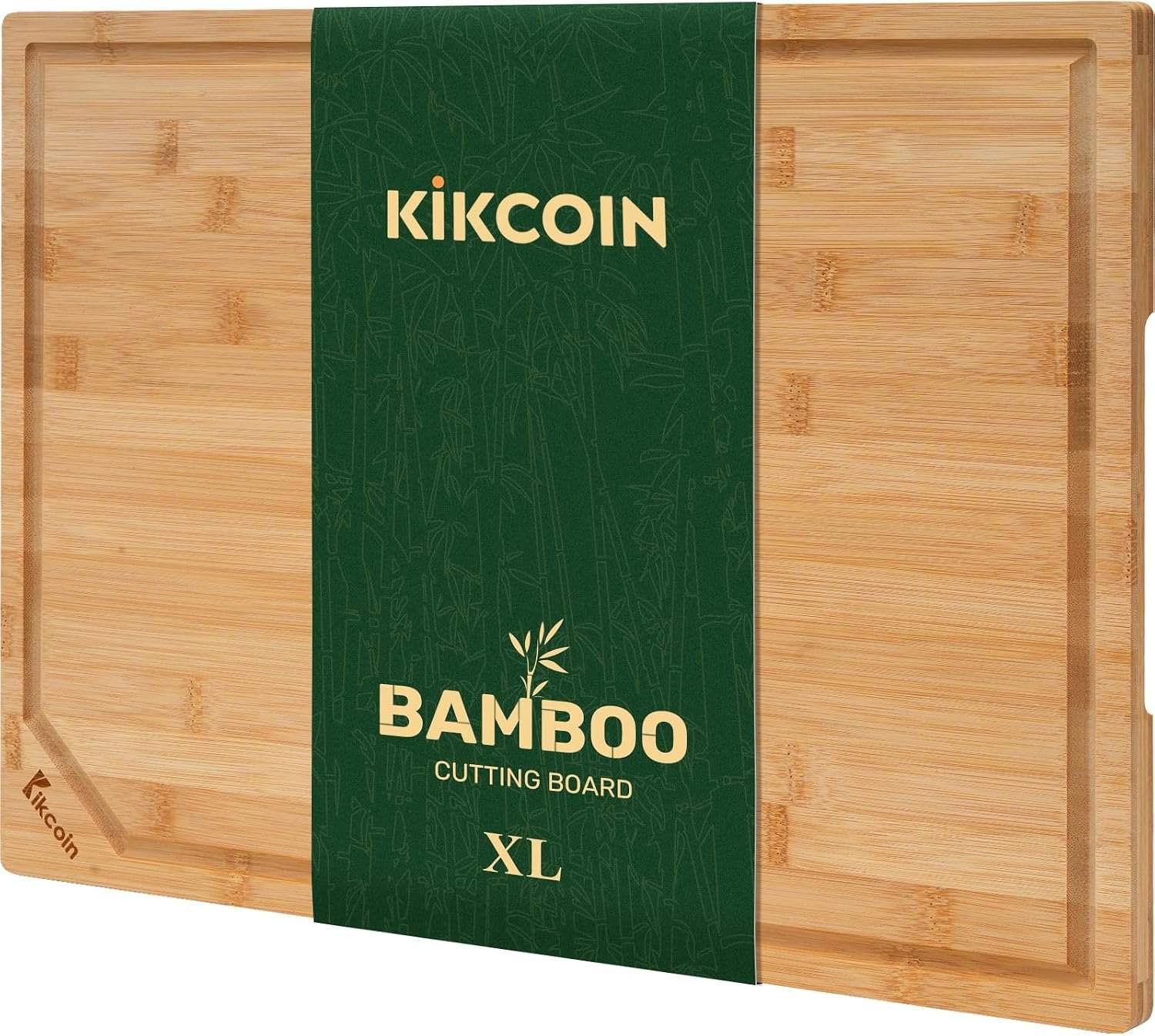 Kikcoin 17″×11″ Bamboo Cutting Boards for Kitchen, Knife-Friendly Food Grade Wooden Cutting Boards for Kitchen, Charcuterie, Extra Large Chopping Boards with Deep Juice Groove, Reversible, Natural