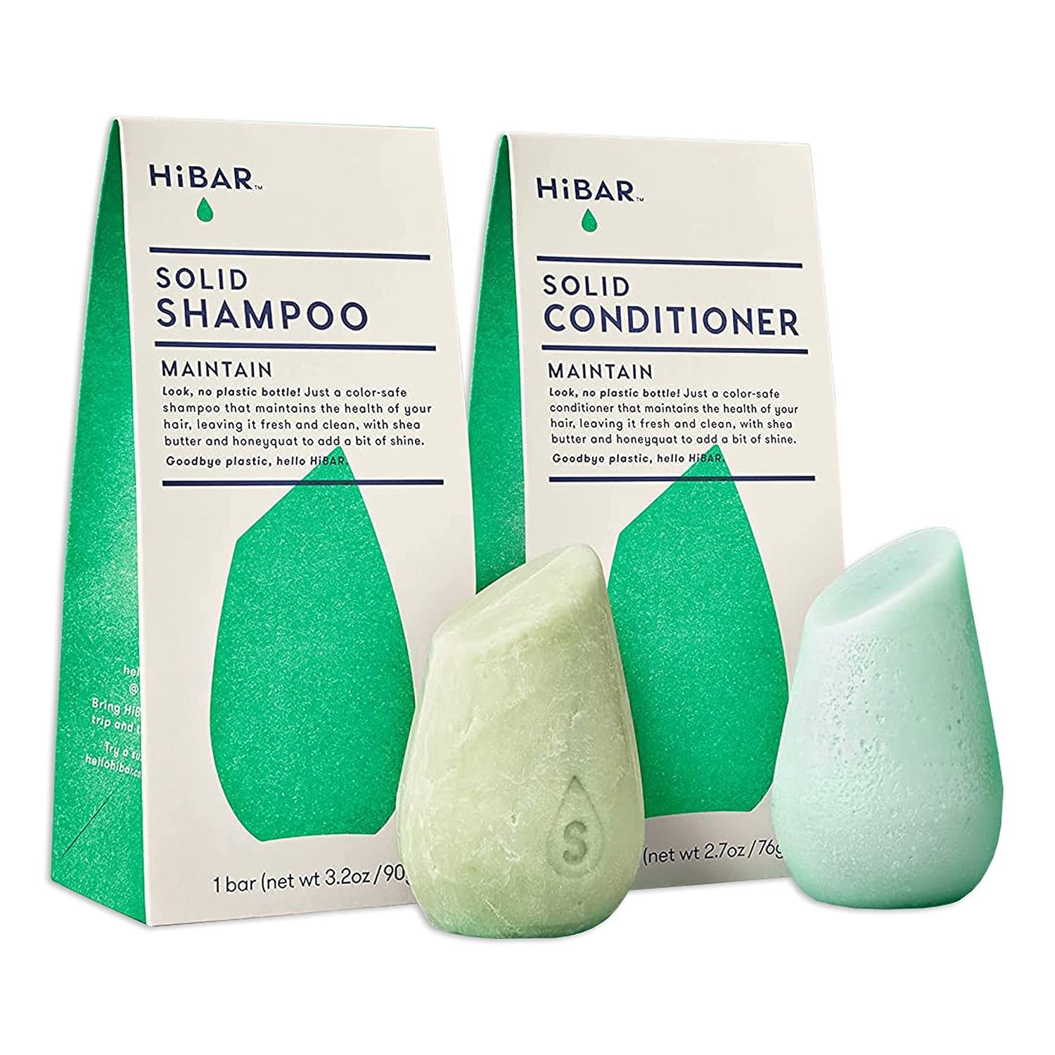 HiBAR – Maintain Shampoo & Conditioner Bar Set – For Well-Balanced Hair – Cleanse & Nourish – Honey, Shea Butter, Coconut Oil & Vitamin B5 – Plastic, Soap, Paraben & Sulfate-Free -Color Safe