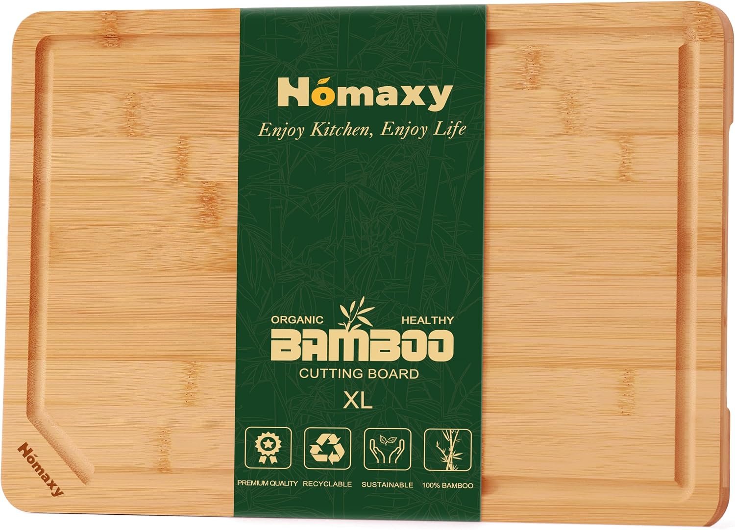 Homaxy Extra Large Organic Bamboo Cutting Boards for Kitchen, 17.5″x12″ | Wood XL Cutting Board with Juice Groove and Handles, Charcuterie Butcher Block Serving & Chopping Board, Pre Oiled