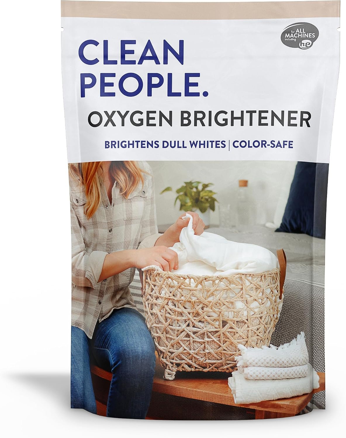 The Clean People Oxygen Brightener Stain Remover | Bleach Alternative, Simple Ingredients, Brightens Dull Whites AND Colors | 41 oz