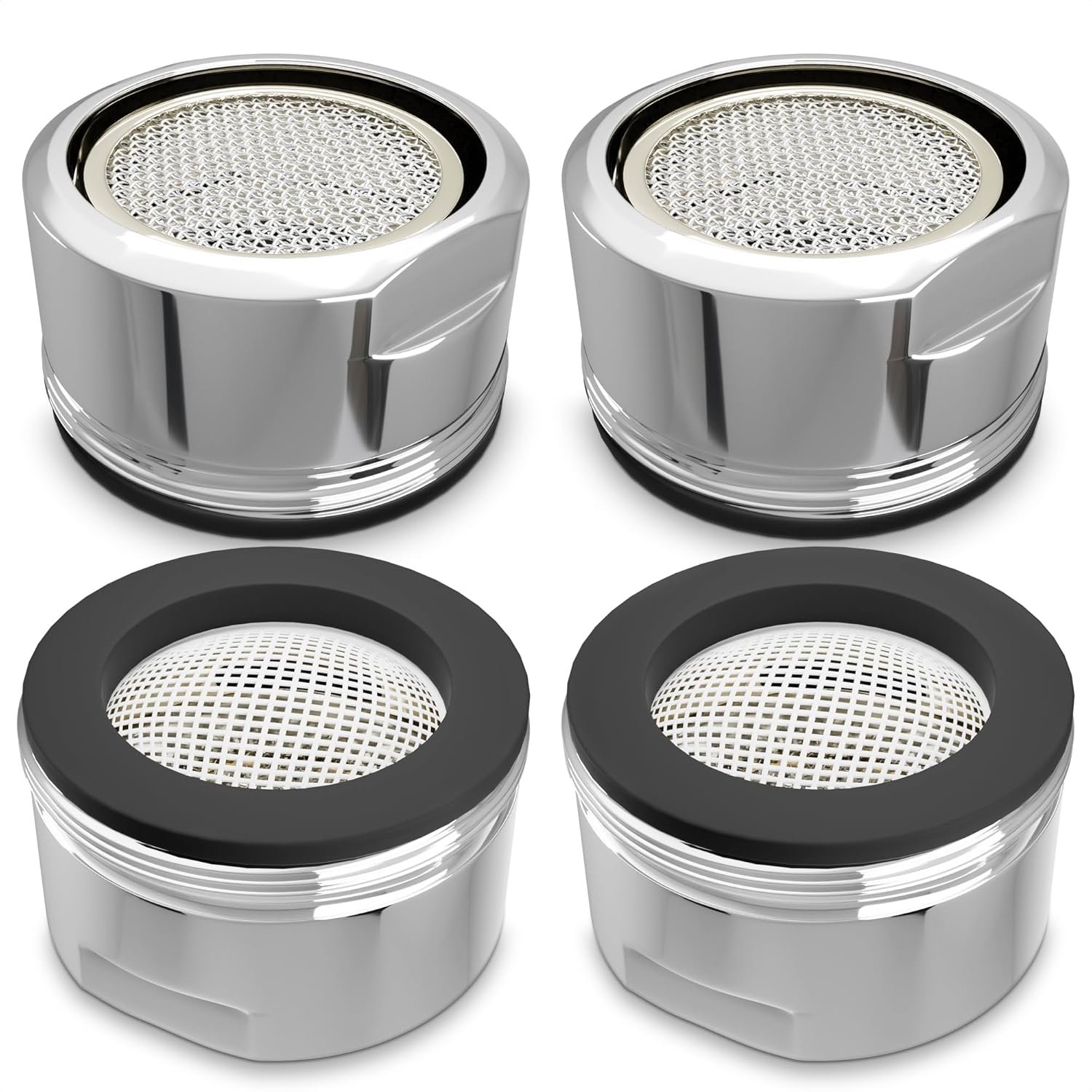 4 Pack Faucet Aerator Replacement, 15/16 in Male Thread, 2.2 GPM High Flow | Bathroom Sink Aerator Replacement Set, Solid Brass & Stainless Steel, M24 Thread, Leak-Proof, Rust-Resistant, Male Connector