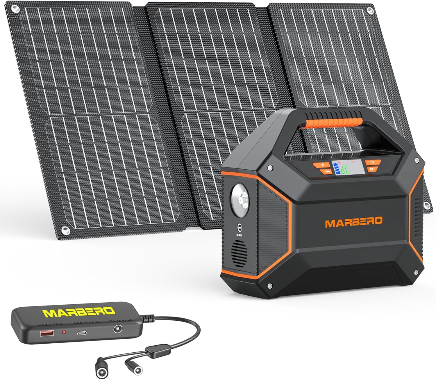 MARBERO 155Wh Solar Generator with Solar Panel Included 30W Solar Panel Kit | Solar Powered Generator 150W Surge Portable Power Station with Solar Panel for Camping Home Emergency Blackout Outdoor Hiking