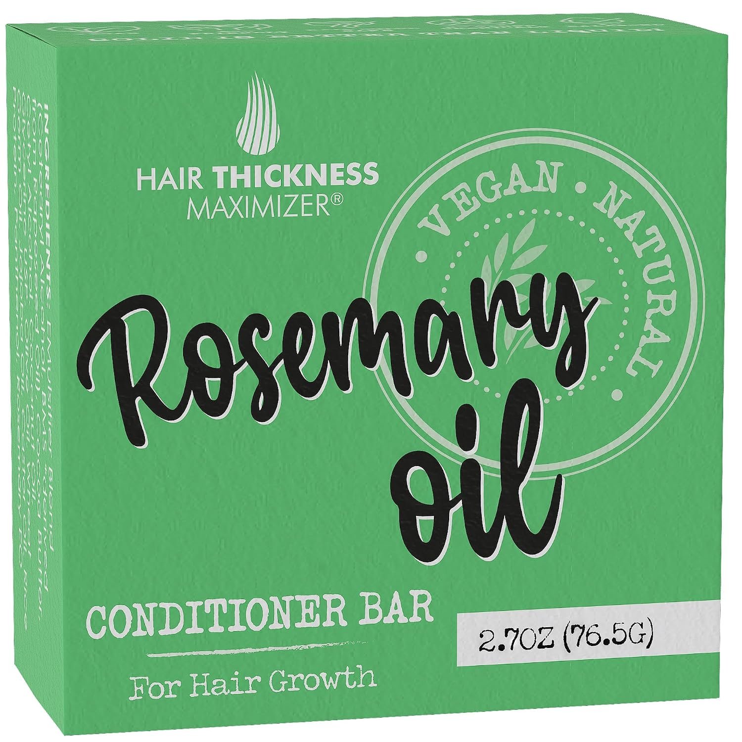 Rosemary Oil Hair Growth Conditioner Bar. Vegan, Color Safe, USA Made | Eco Friendly, pH Balanced. Solid Bar Equal to 3 Liquid Bottles. Zero Plastic. For Strengthening, Dry Hair Relief