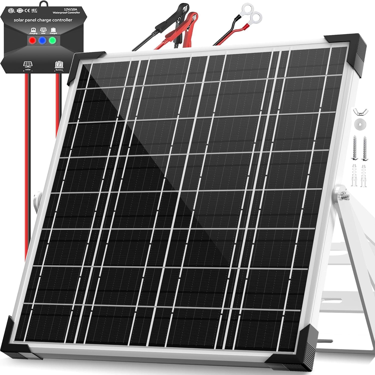 Voltset 20W 12V Solar Panel Battery Charger Trickle Maintainer Kit | Smart Charge Controller, Waterproof, Safety Protections, for Car RV Boat Marine Trailer Automotive Trailer Truck Motorcycle