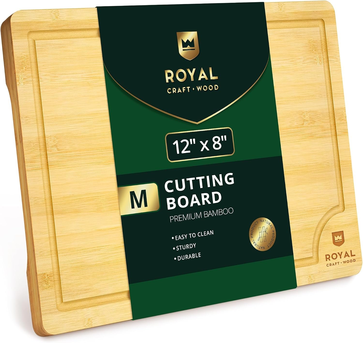 ROYAL CRAFT WOOD Bamboo Cutting Board with Juice Groove – Kitchen Chopping Board for Meat Cheese and Vegetables, Heavy Duty Serving Tray