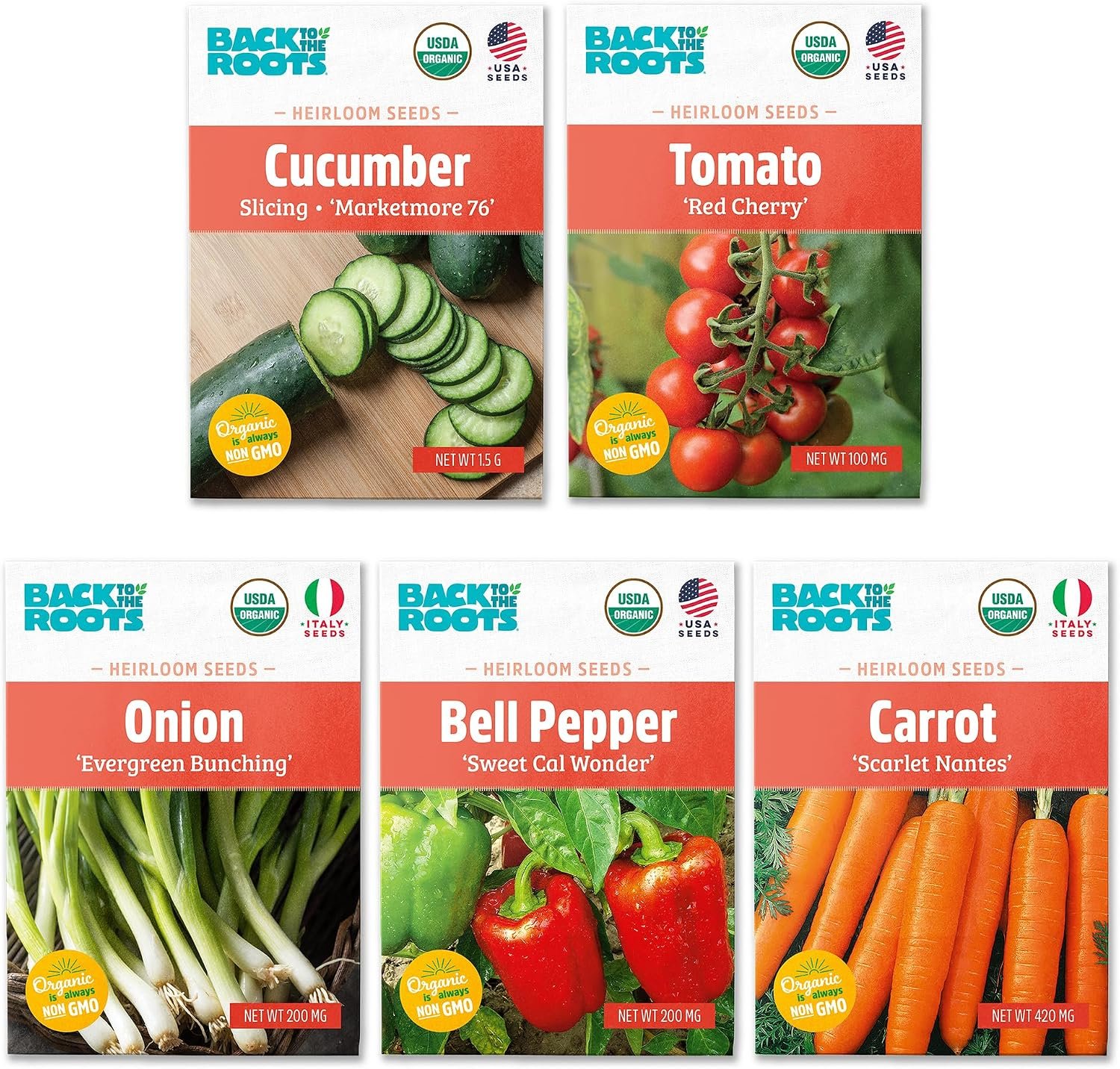 Back to The Roots Organic Vegetable Seeds Variety (5-Pack)