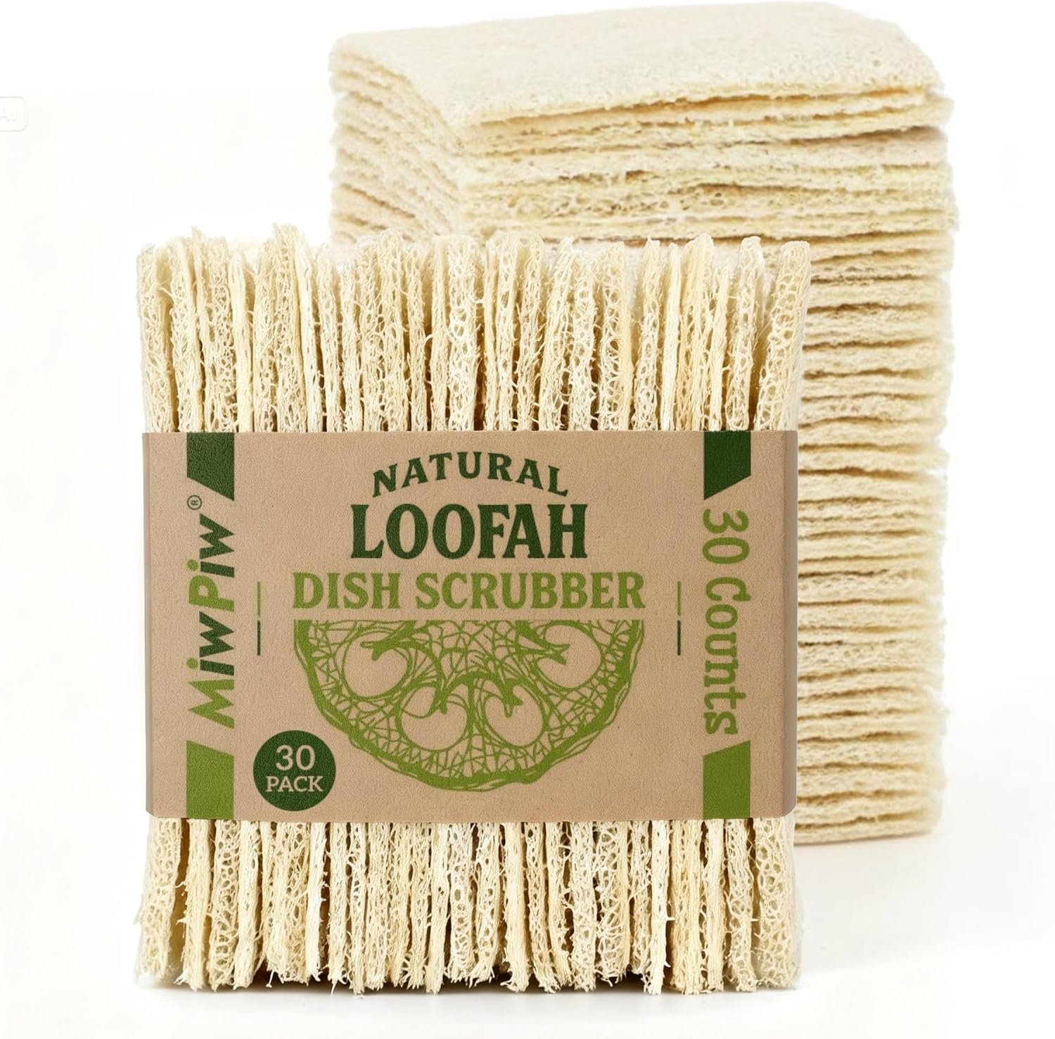 Natural Loofah Dish Sponge 30Pcs Multipurpose 100% Biodegradable