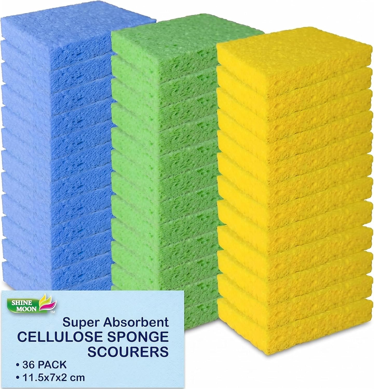 36 Pk Pop-Up Compressed Cellulose Kitchen Sponges, Non Scratch Dish Sponge | Eco friendly natural wood pulp, non scratch heavy duty scrubbing, ultra absorbent for kitchen dishwashing