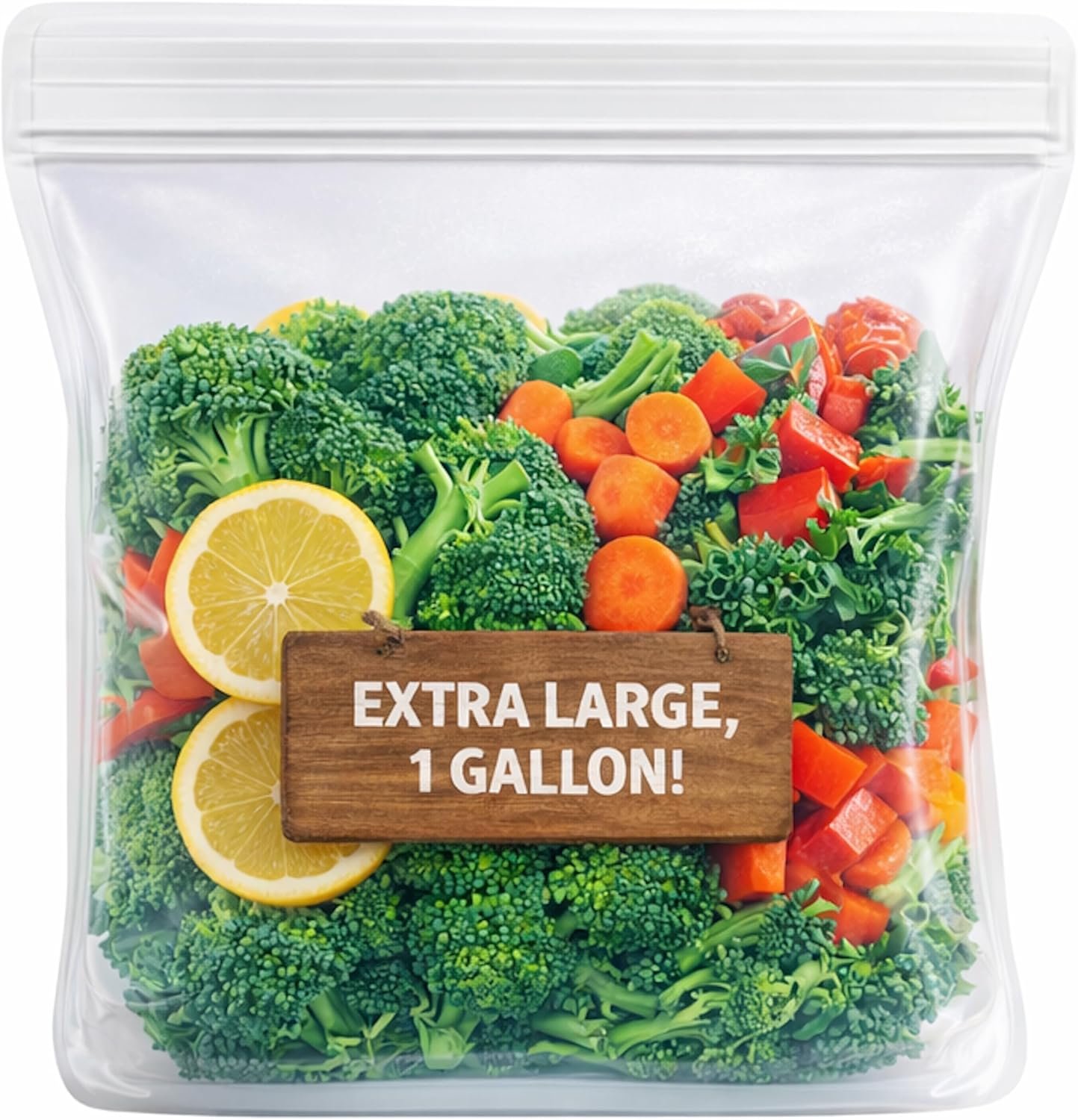 Albino Monkey Reusable 1 Gallon Silicone Freezer Bag, XXL 135 oz, Clear | Leakproof double-lock zip; for meal prep, marinating, brining & sous vide; dishwasher safe