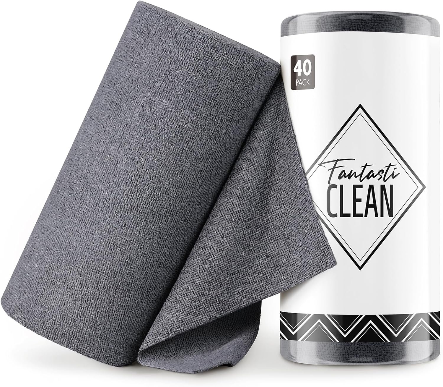 Fantasticlean Microfiber Cleaning Cloth Roll-40 Sheets, 12″ x 12″ (Dimgrey) | Super Absorbent, Lint-free, Tear-away Microfiber Towel Roll, for All-Purpose Cleaning