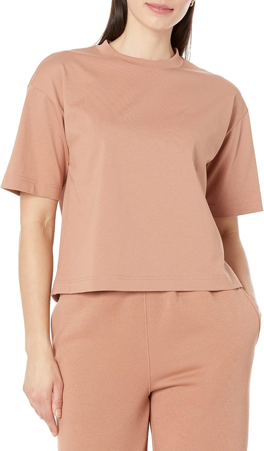 Amazon Essentials Women’s Organic Cotton Drop Shoulder Relaxed Boxy Short-Sleeve T-Shirt (Available in Plus Size)