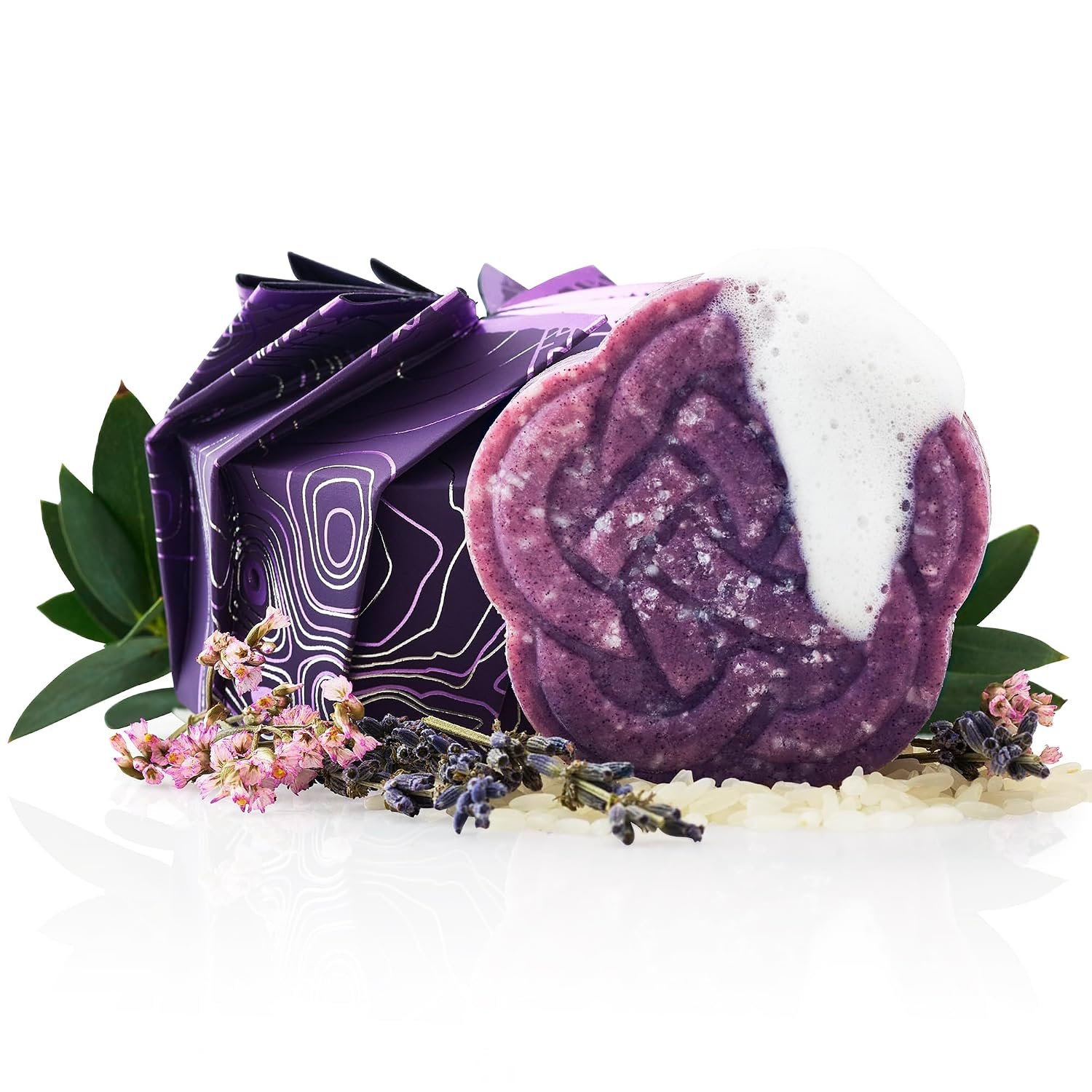 Viori Purple Shampoo Bar – Handcrafted with Longsheng Rice Water & Natural Ingredients – All Natural Shampoo Bar – Neutralizes Brassy Tones In Blonde Hair | Sweet-potato-derived purple hue; neutralizes brassy tones; sulfate-free, handcrafted with rice water; vegan, plastic-free