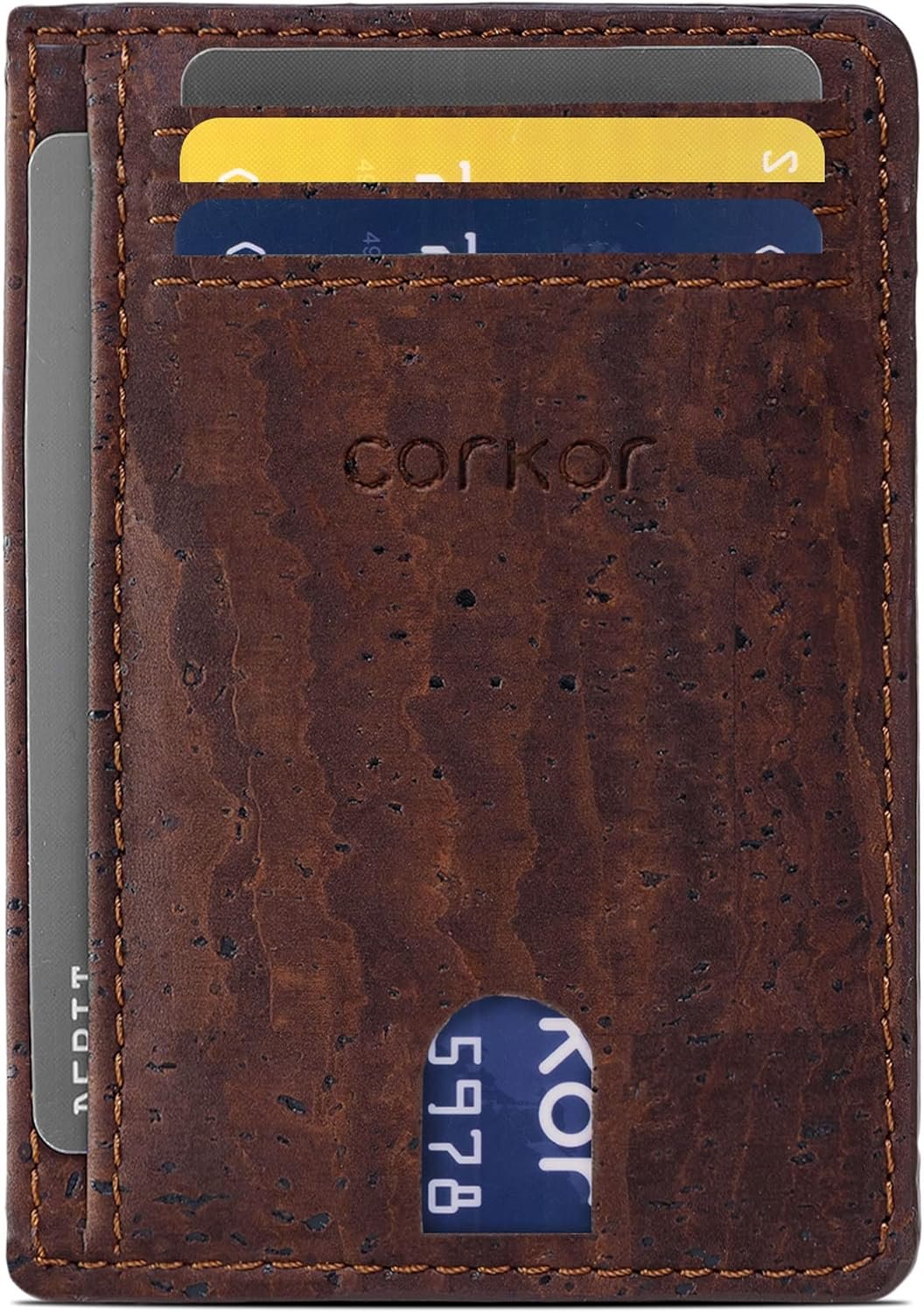 Cork Card Holder Men – Cork Wallet – Vegan Leather – Minimalist Slim Front Pocket RFID