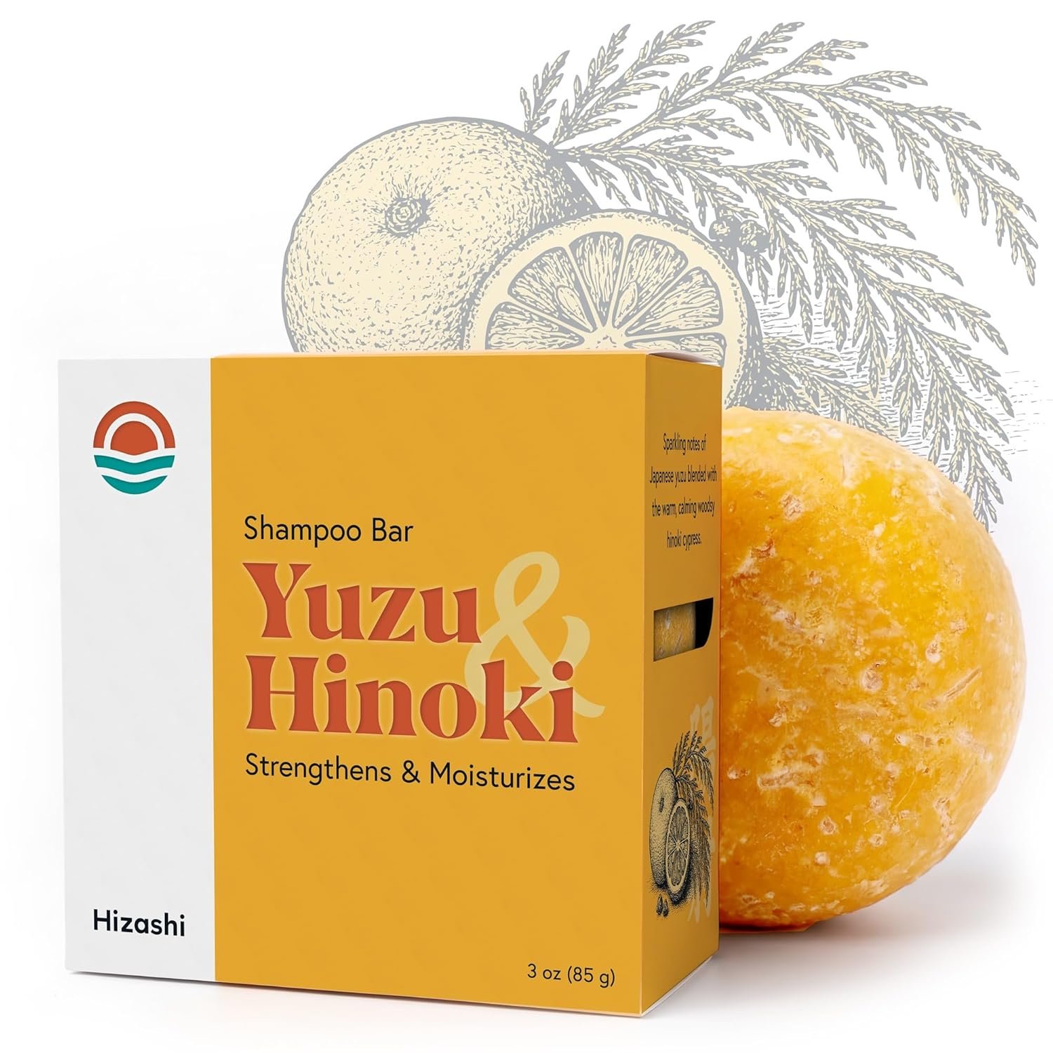 Hizashi All Natural Shampoo Bar with Organic Shea, Cocoa Butter & Argan Oil, Strengthens & Moisturizes, Paraben, Sulfate & Silicone Free – Vegan & Cruelty Free, Made in USA – Yuzu & Hinoki