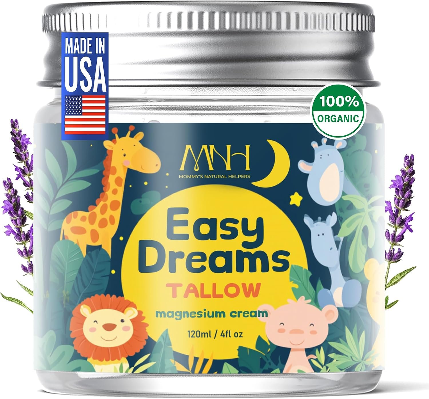 Magnesium Lotion for Kids, Tallow Based Magnesium Lotion for Sleep, US Made | Safe for 3Months+, Natural & Organic, Crunchy Mom Essentials, 2Month Supply
