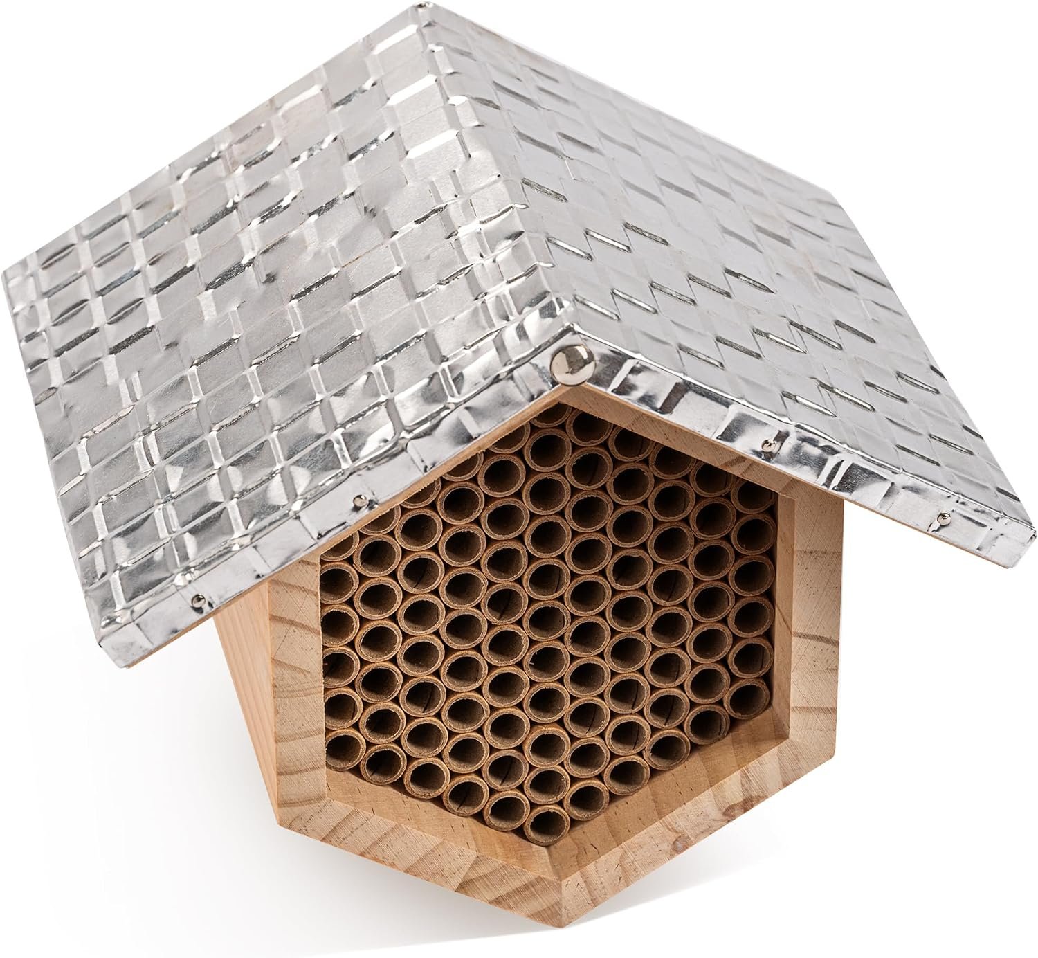 Rivajam Beekeeper Pro Mach II Mason Bee House – Strong + Waterproof Bee Hotel & Insect Habitat – Replaceable Mason Bee Tubes Filled Bee Houses for the Garden – Pollinator House Gardening Gifts