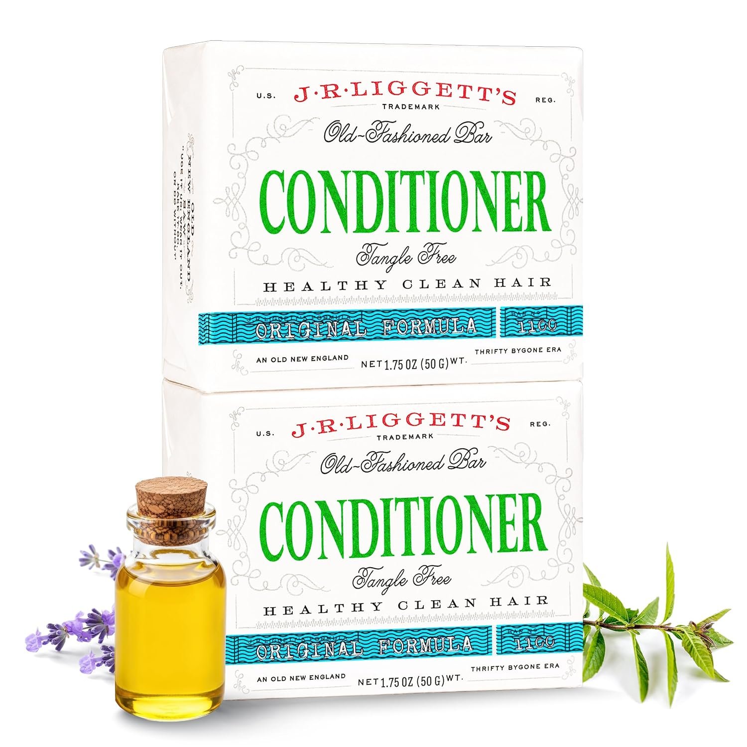 J.R.LIGGETT’S Conditioner Bar 2-Pack for Soft and Tangle-Free Hair 1.75 oz | All-Natural Plant-Based Solid Hair Conditioner with Organic Cocoa Butter and Argan Oil, Sulfate-Free