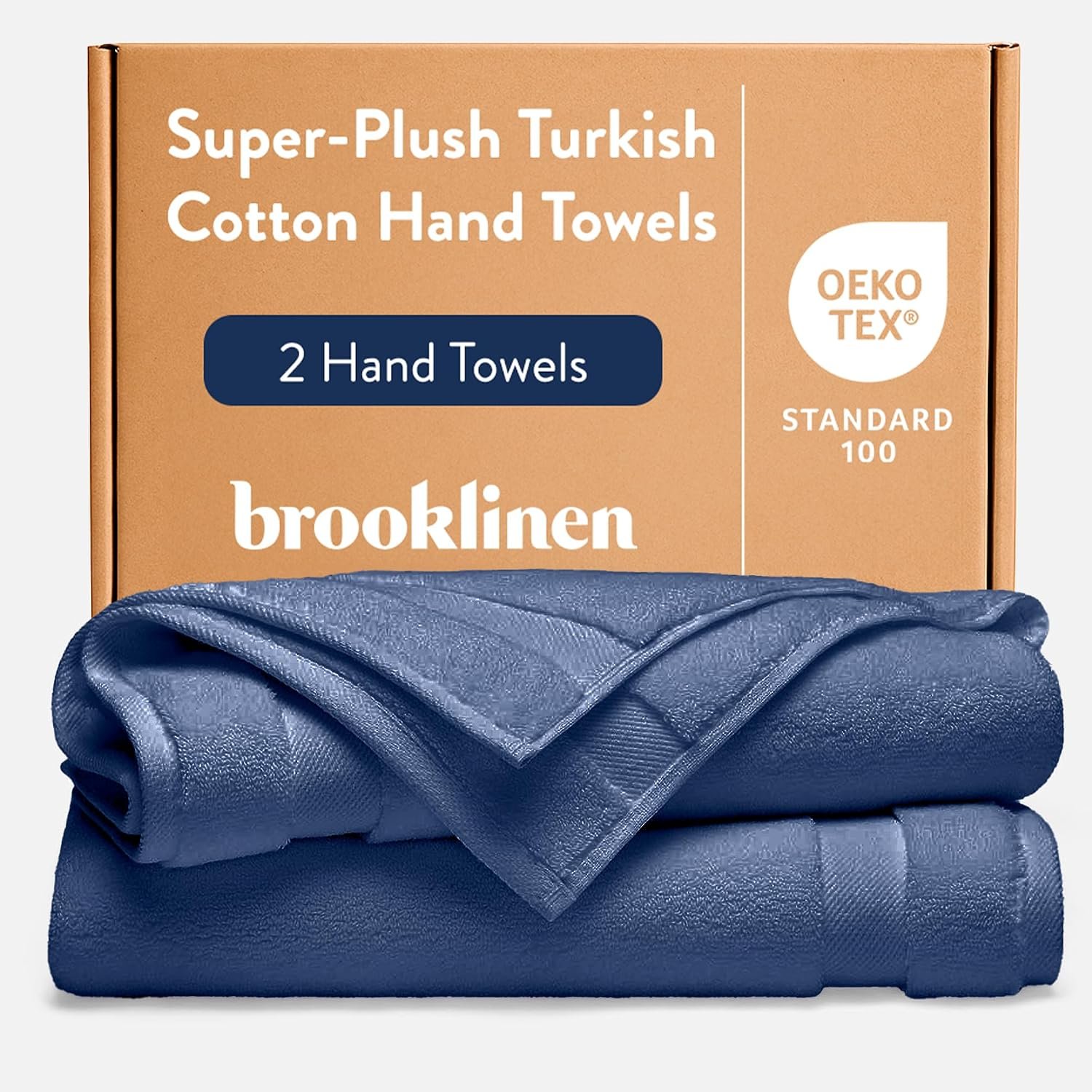 Brooklinen 100% Turkish Cotton Hand Towels – Set of 2, Abyss Blue | Ultra-plush 770 GSM Turkish cotton bath towels, highly absorbent & quick-drying; soft, durable & machine washable.