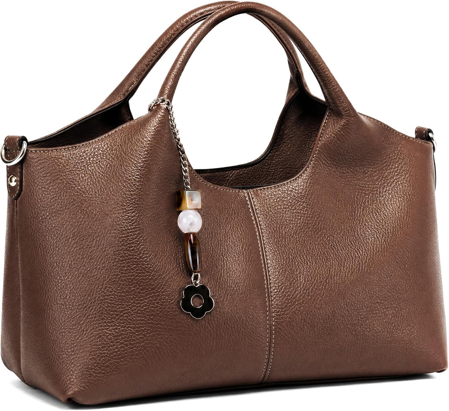 GEMIU Satchel Purses for Women Designer Top Handle Purse PU Leather Crossbody Handbags for Women with 2 Compartments Coffee