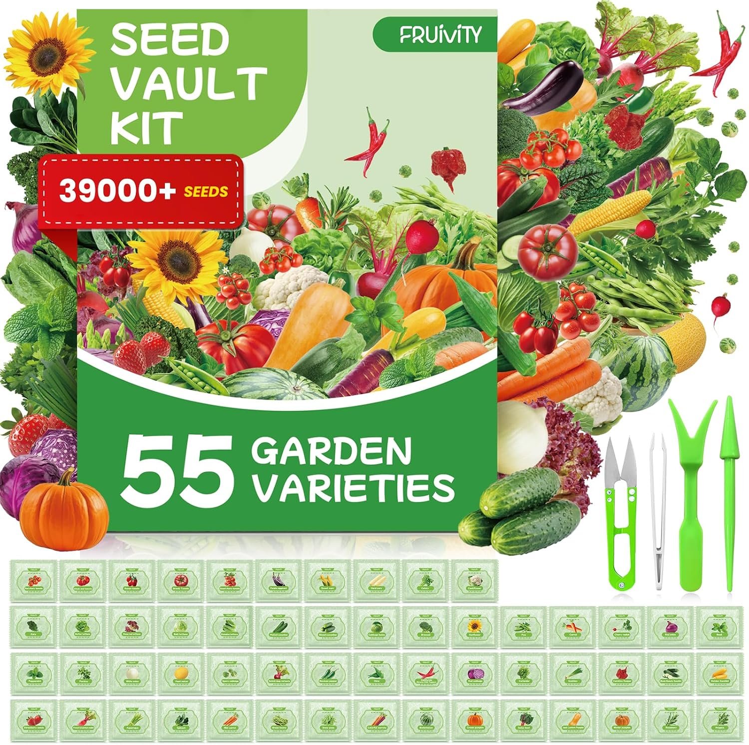 55 Vegetable Seeds Variety Pack – 39,000+ Heirloom Seeds for Planting Vegetables and Fruits, Outdoor Garden Seeds for Planting Gift for Mother, Women, Mom, Friend