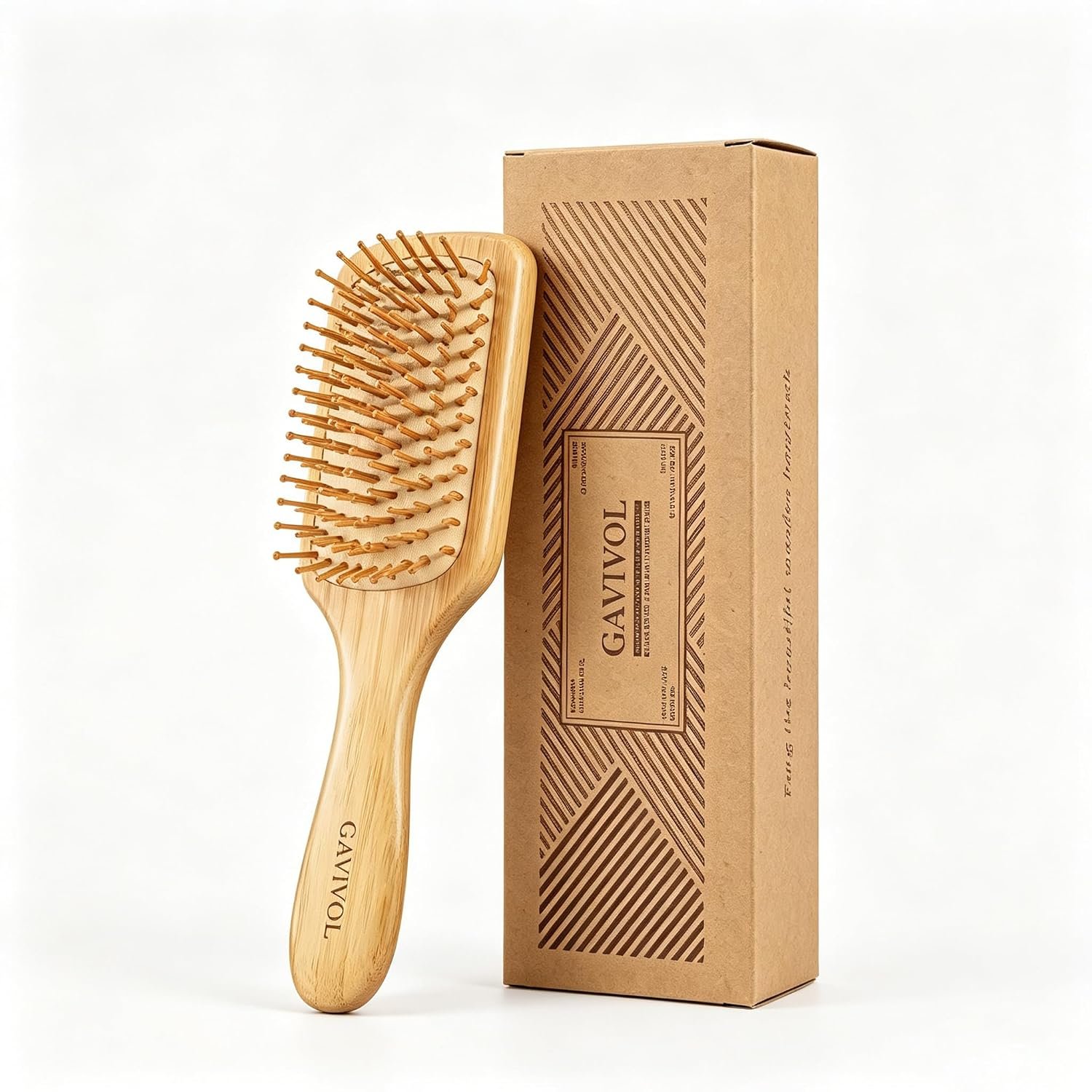 Bamboo Hair Brush for Hair Growth Detangler Brush Wooden Paddle Hairbrush with Bamboo Bristles for Scalp Massager Hair Brushes for Women Handle Pointed Bristle Travel Hair Brush for Fine Hair