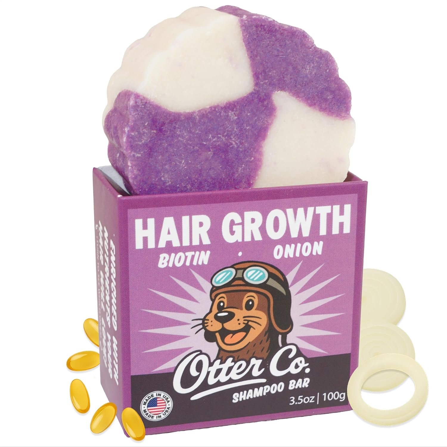 Otter Co. Biotin & Onion Hair Growth Shampoo Bar with Keratin, Rosemary Hair Growth Oil, ACV – Vegan, Sulfate Free & Non Toxic – Hair Loss Shampoo for Thinning Hair for Women & Men, USA Made