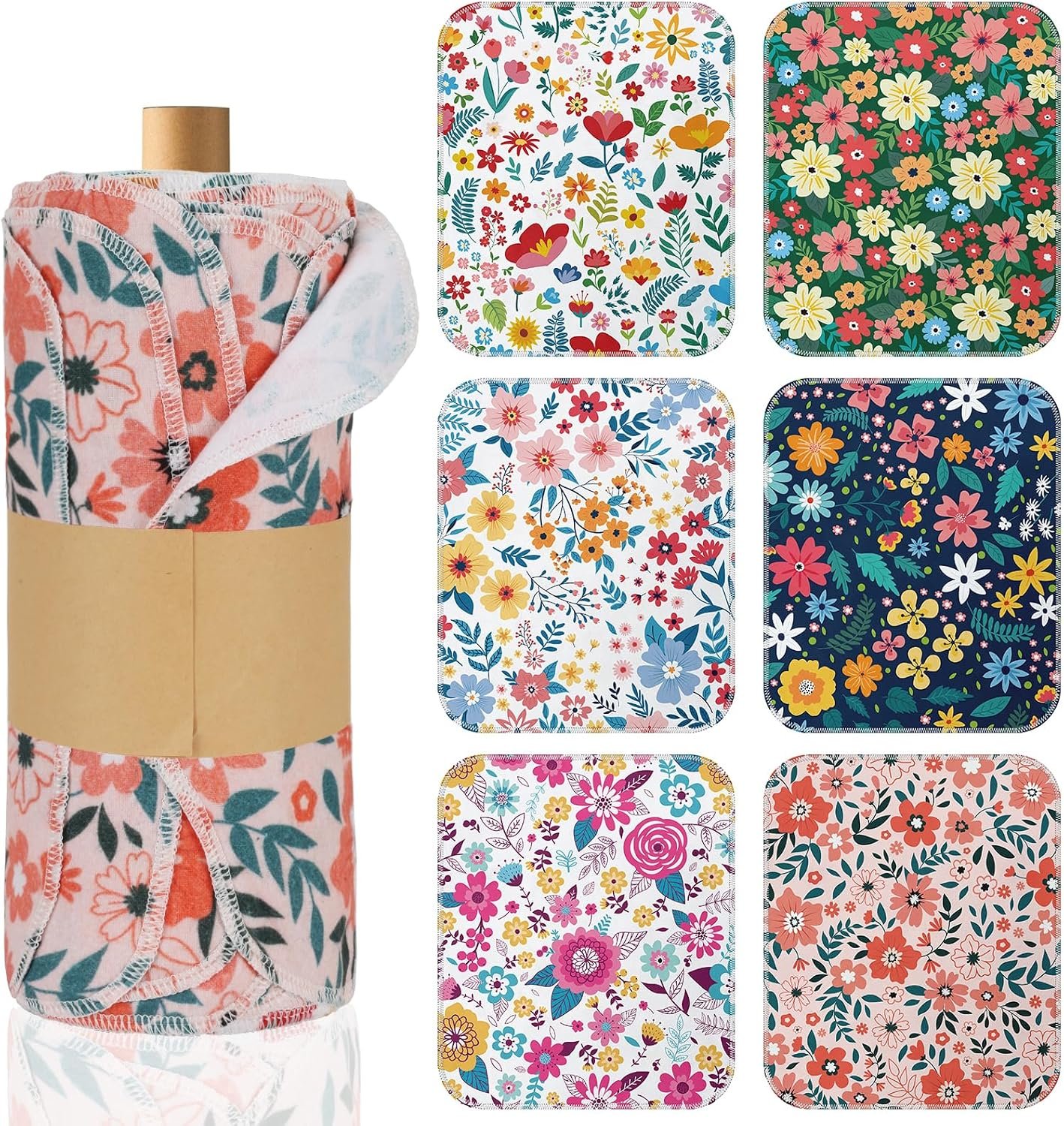 IANFEPH 36 Pack Reusable Paper Towels Roll, Washable Paperless Cotton Cloth Kitchen Towel 9.8″ x 11″ Absorbent Flannel Reusable Cleaning Dishcloth for Home Bathroom