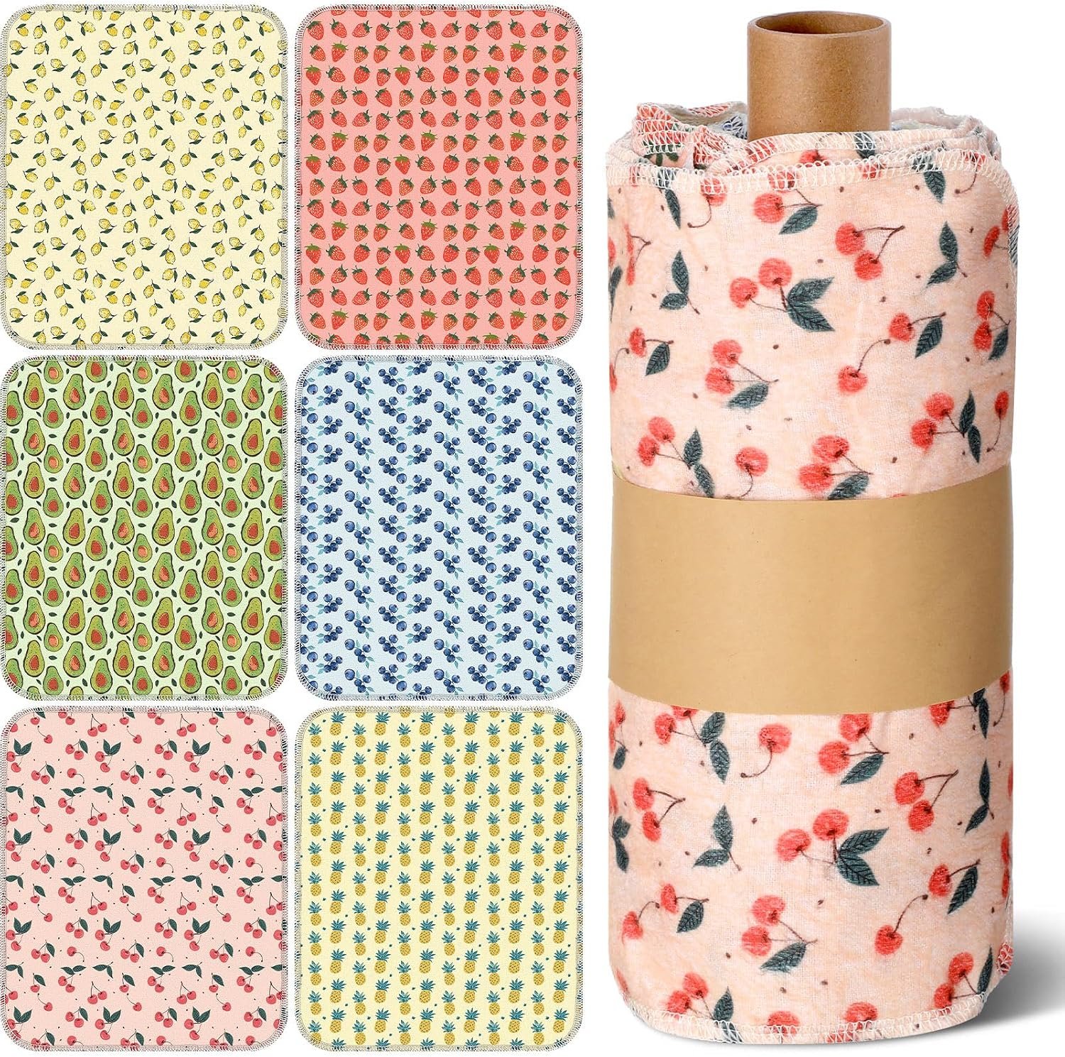 Redbaker 18 Pcs Reusable Paper Towel for Kitchen | Washable Paperless Cloth, Soft and Fluffy Cotton Material, Durability and Absorbency, Kitchen Bathroom Supplies