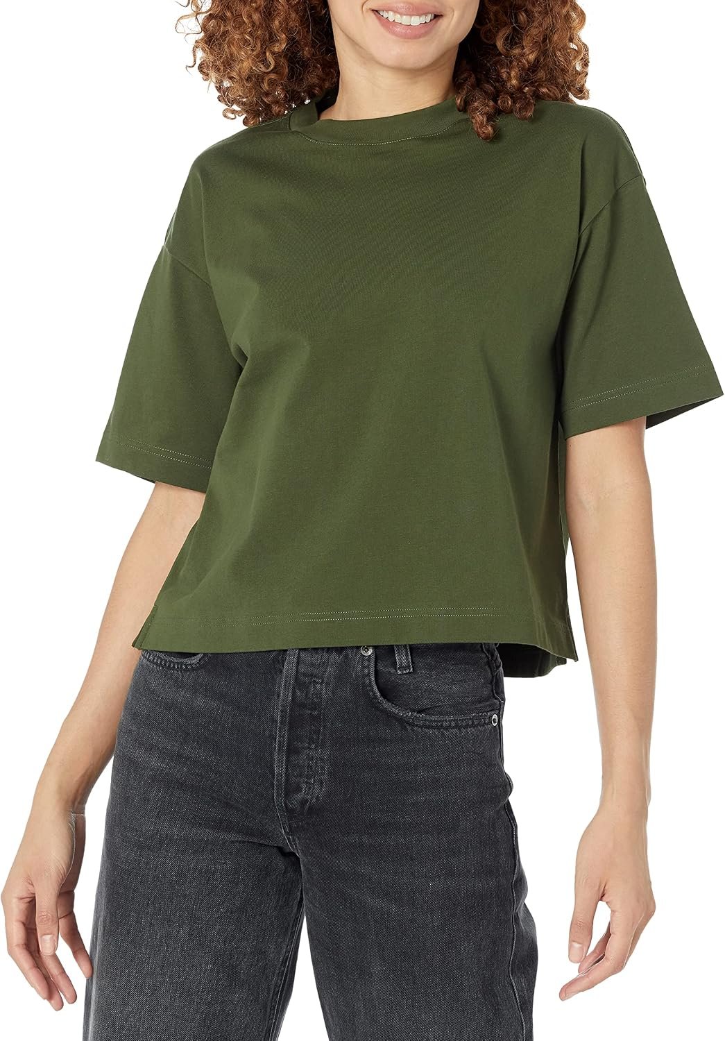 Amazon Essentials Women’s Organic Cotton Drop Shoulder Relaxed Boxy Short-Sleeve T-Shirt (Available in Plus Size)