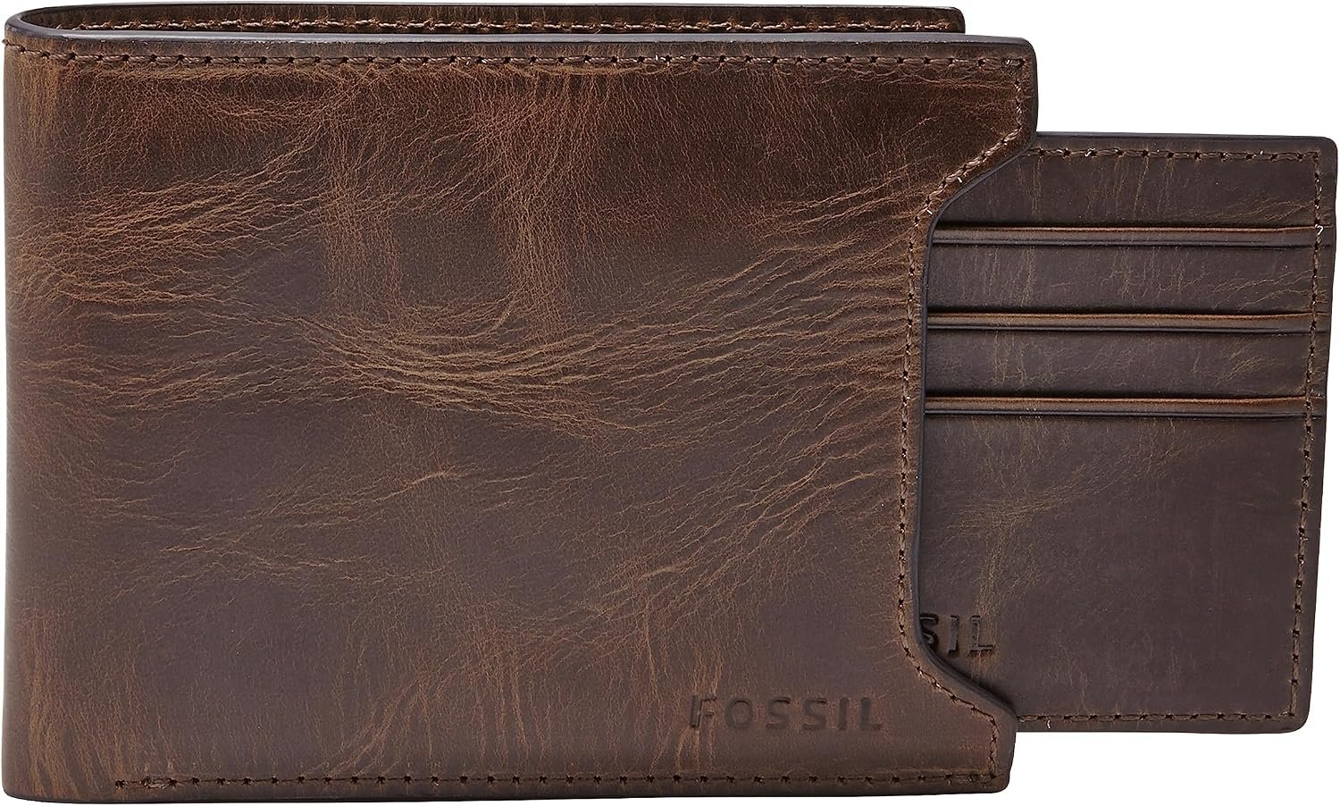 Fossil Men’s Leather Bifold Sliding 2-in-1 with Removable Card Case Wallet for Men