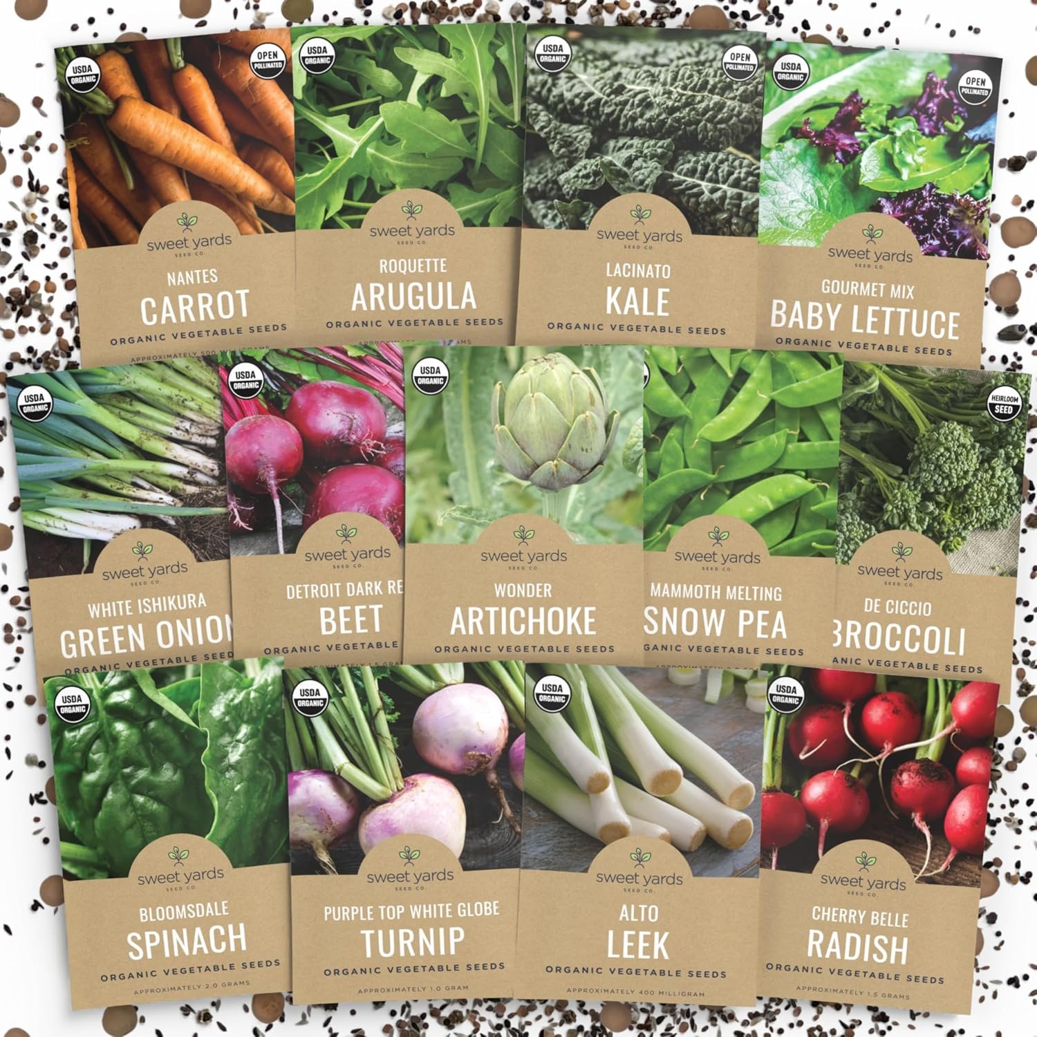Organic Cool Weather Spring & Fall Seeds Variety Pack – 13 Individual Packs – 2026 Season – Carrots, Beets, Spinach, Broccoli and More! for Indoor & Outdoor Planting (Non-GMO, Certified Organic)