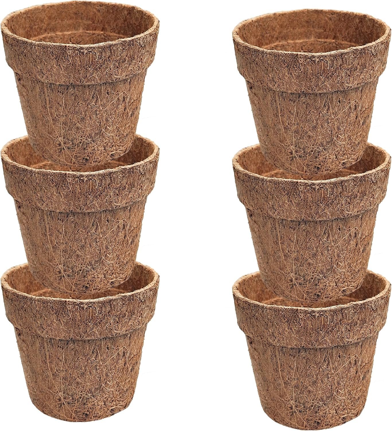 Deepthi 4-Inch Coco Coir Nursery Pots – Pack of 6 Biodegradable Seed Starter Cups – Organic Coir Peat Pots for Seedlings, Herbs, Indoor/Outdoor Gardening – Eco-Friendly Planting Pots