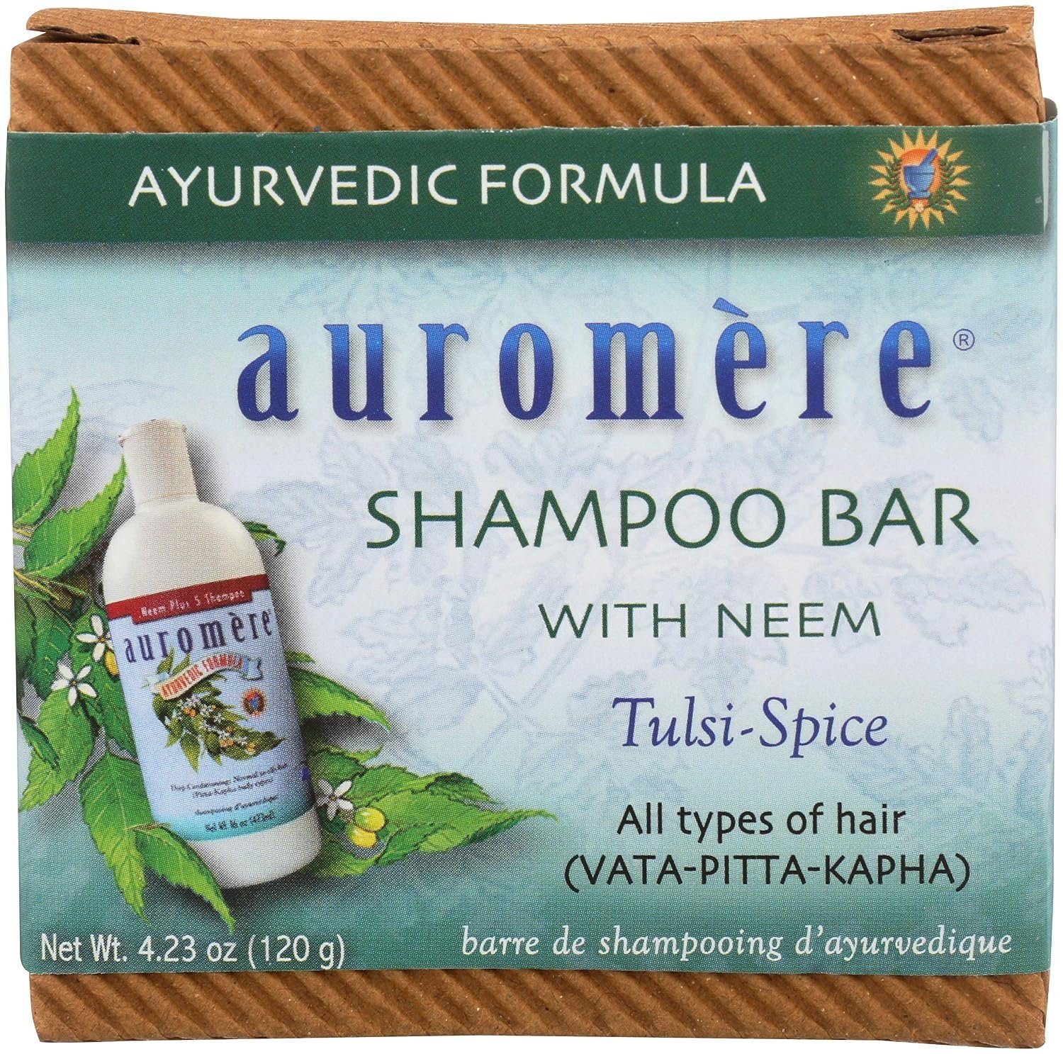 Auromere Ayurvedic Shampoo Bar – Eco Friendly, Handmade, Vegan, Cruelty Free, Natural, Non GMO, All in One Bar for Soap and Shampoo (4.23 oz), 1 pack