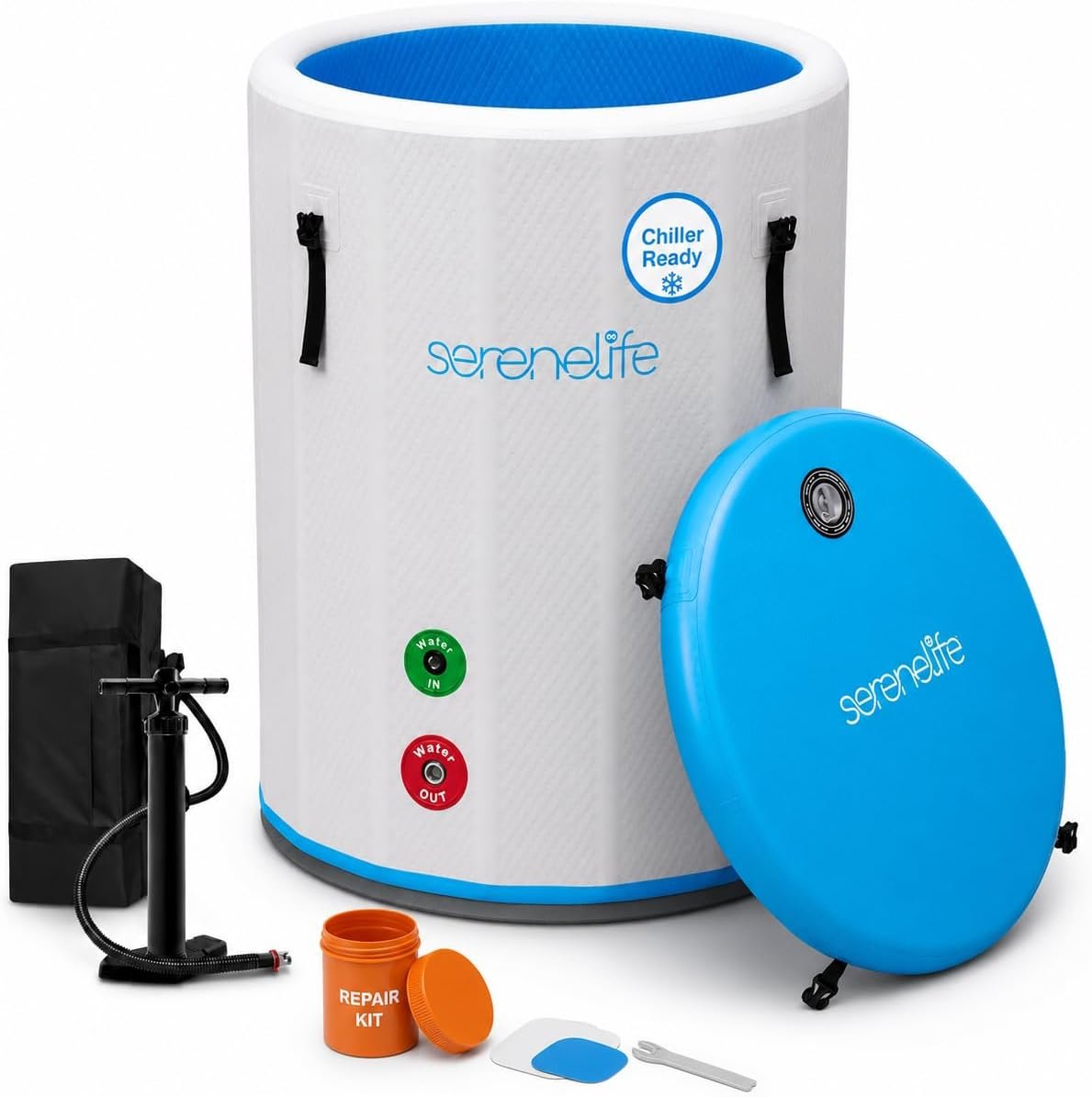 SereneLife XL Ice Bath Tub for Athletes, 120 Gallon Inflatable Cold Plunge