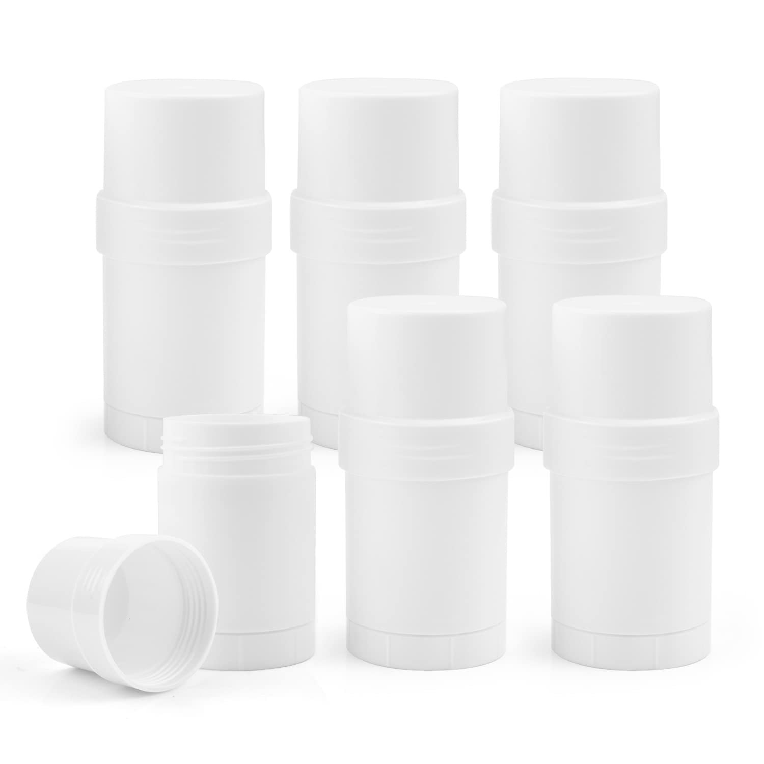 6 Pcs 30ml/1oz Empty Deodorant Containers Twist-Up Stick Tube Round Deodorant Holder for Heel Balm Lotion Bar Crayon Chapstick Homemade Lipstick – White