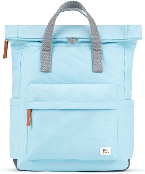Travel Backpack – Medium Nylon Rolltop Backpack for Men & Women with Multiple Pockets for Laptop, Phone, Keys, Wallet, Bottles – The Canfield, Canal, 16.5×11.8×4.7”