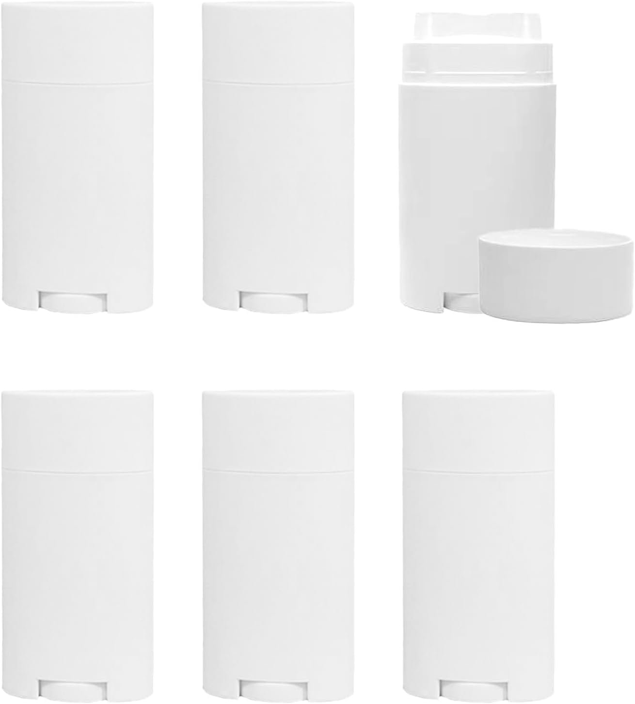 meleg otthon 6 Pcs Empty Deodorant Containers, 2.5 oz/75 ml Twist Up Refillable Deodrant Containers, Oval Leak Proof Clear Deodorant Bottles for DIY Lip Balm, Deodorant, Lipstick