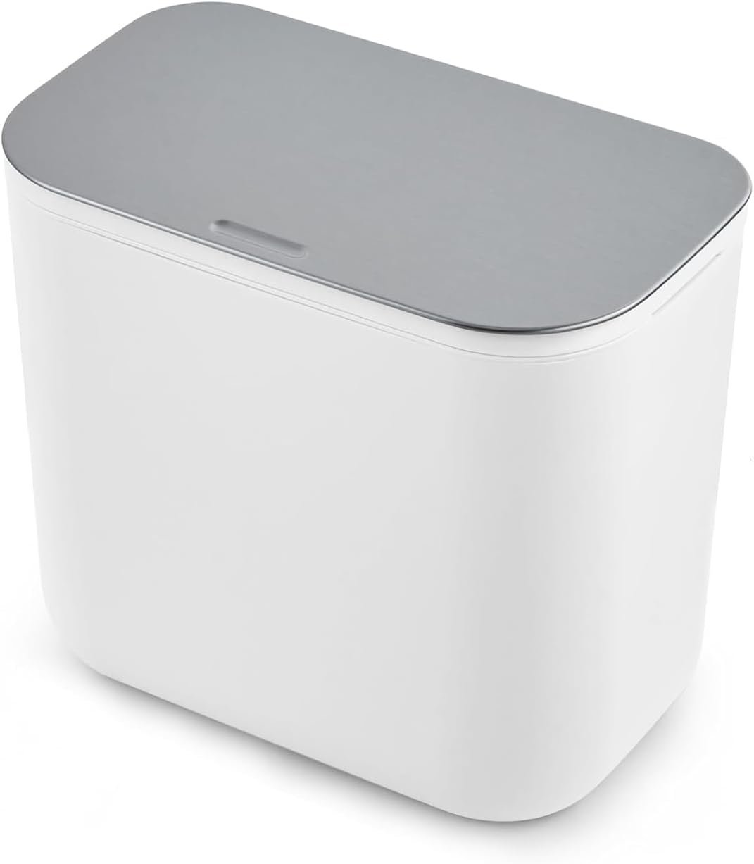 PrecisionAuto 1.8 Gallon/7L Hanging Trash Can with Stainless Steel Lid, Mountable Under Sink Compost Bin for Kitchen Cabinet Door, Food Waste Bin for RV, Bathroom, Office